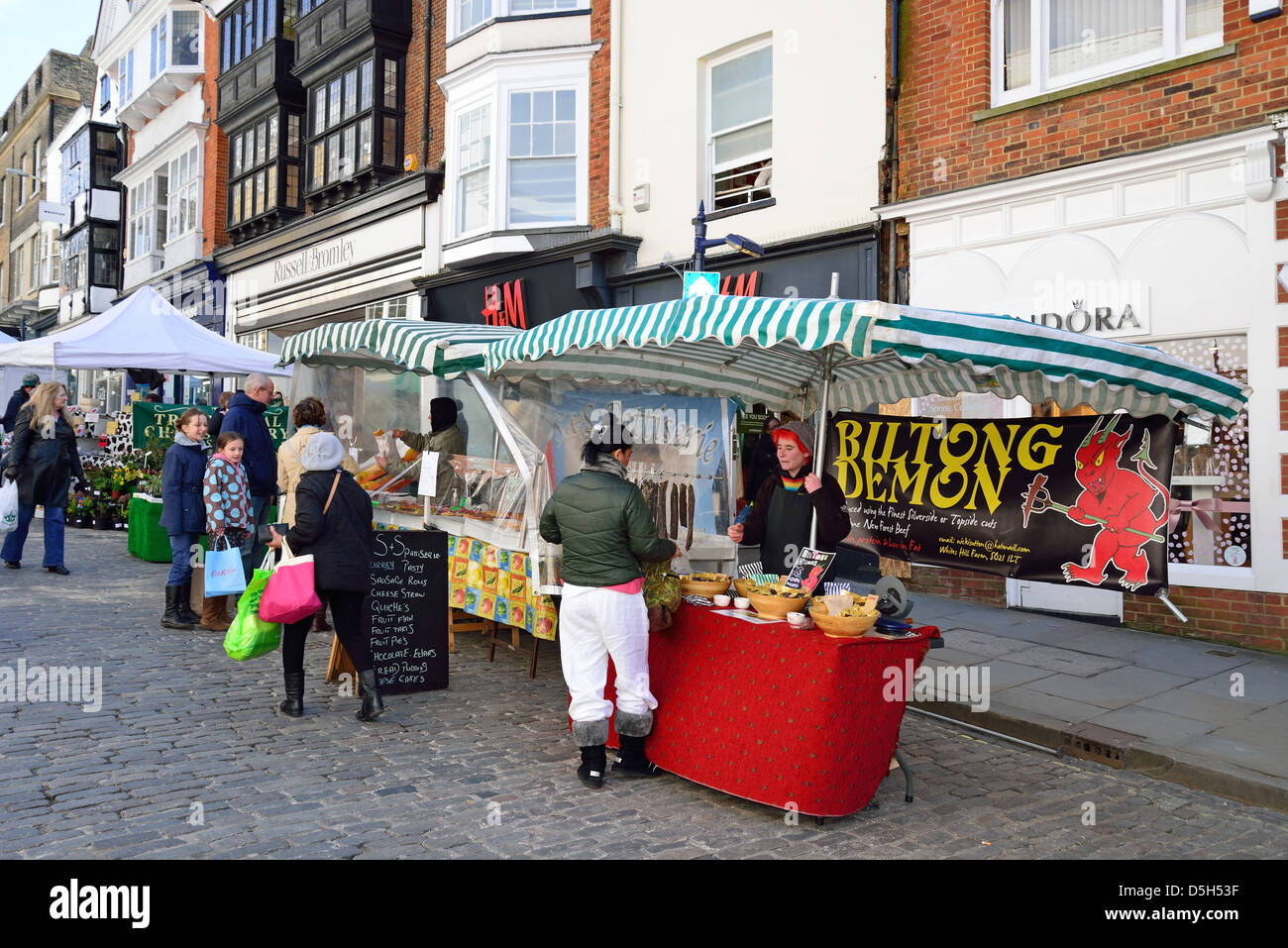 Friday Farmers' Market, High Street, Guildford, Surrey, England, United