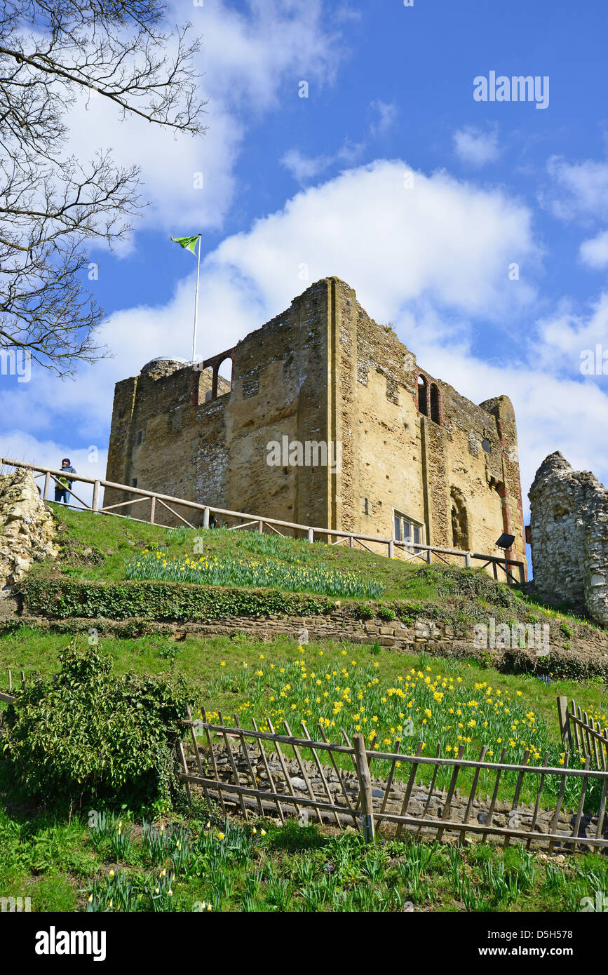 11th Century Castle Keep, Guildford Castle, Guildford, Surrey, England, United Kingdom Stock Photo