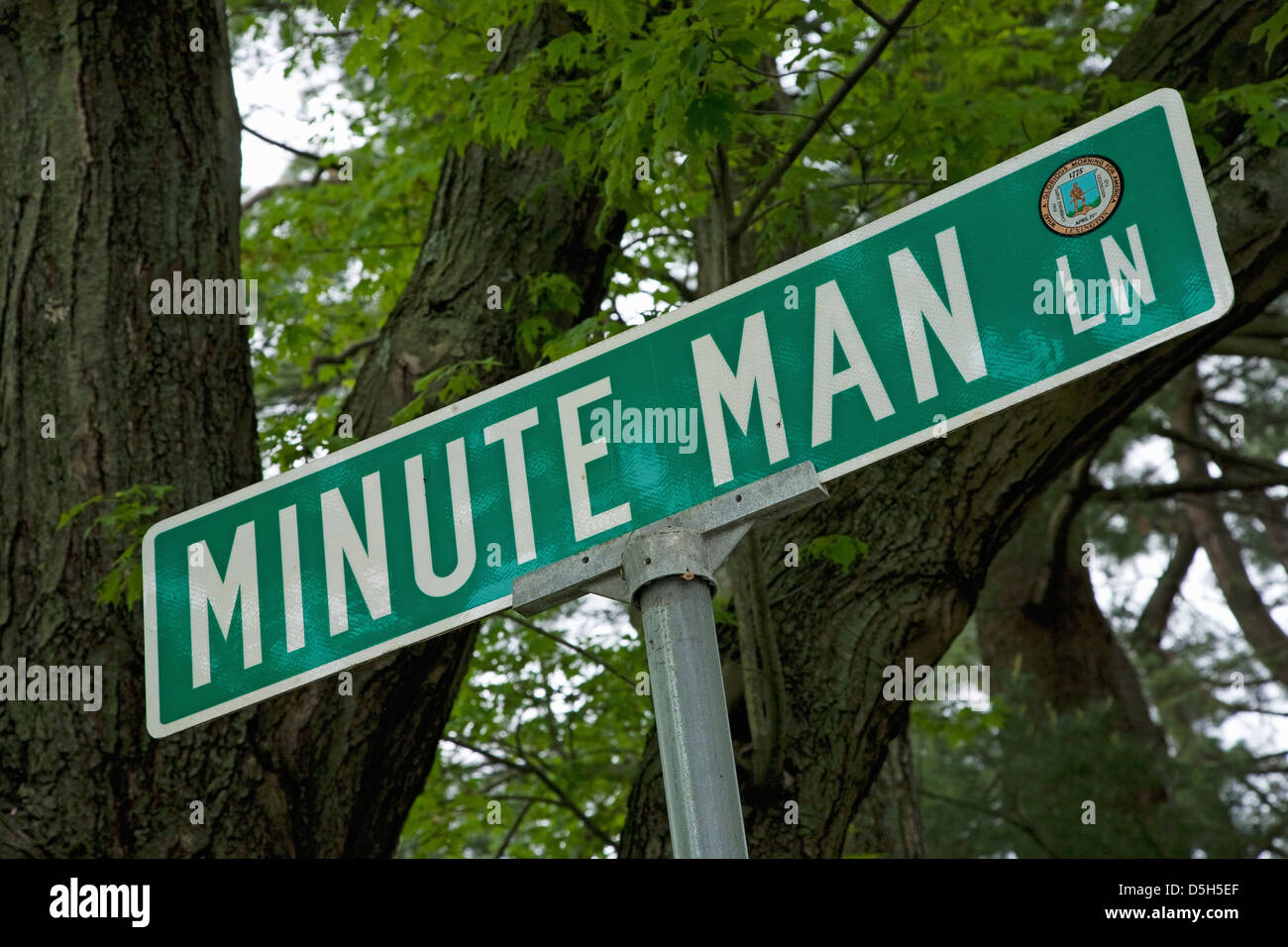 Minute Man Lane, outside Lexington MA to symbolize the Minute Man Soldiers of the Revolutionary War, 1776, MA Stock Photo
