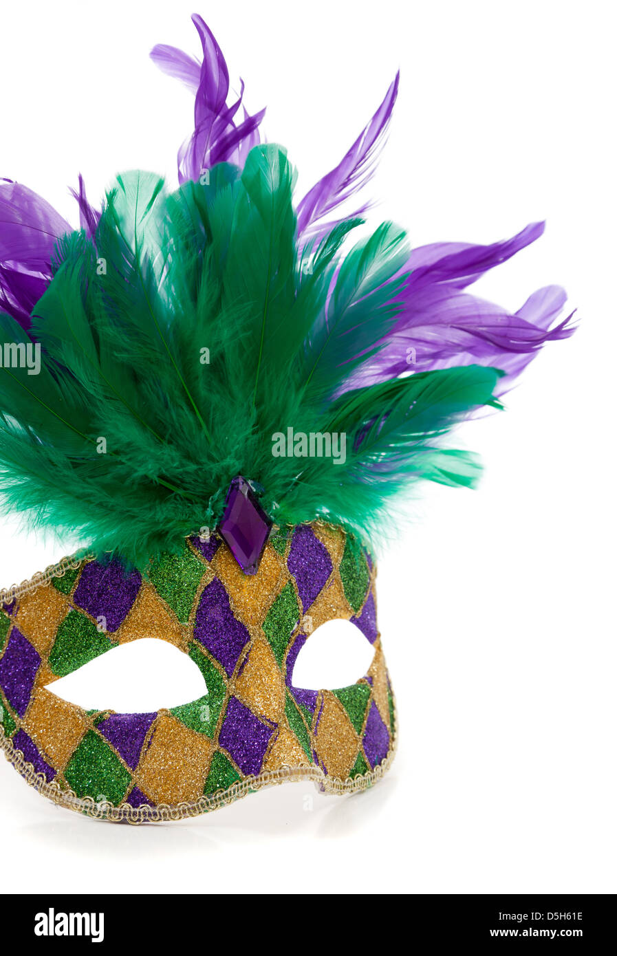pink and green mardi gras mask