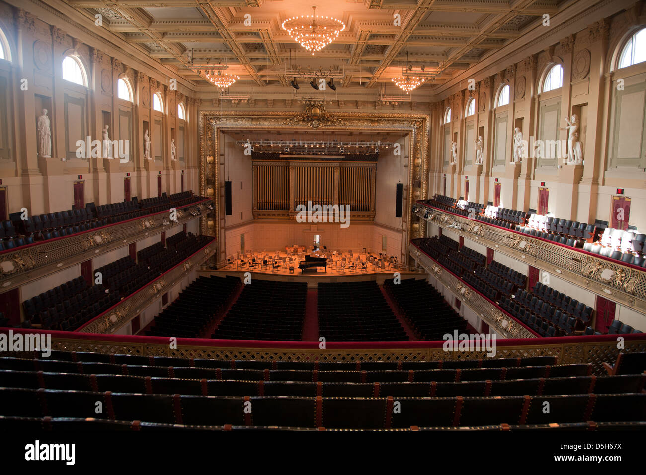Elevated view of Symphony Hall, Boston Mass, home of Boston Symphony Orchestra and Boston Pops Stock Photo