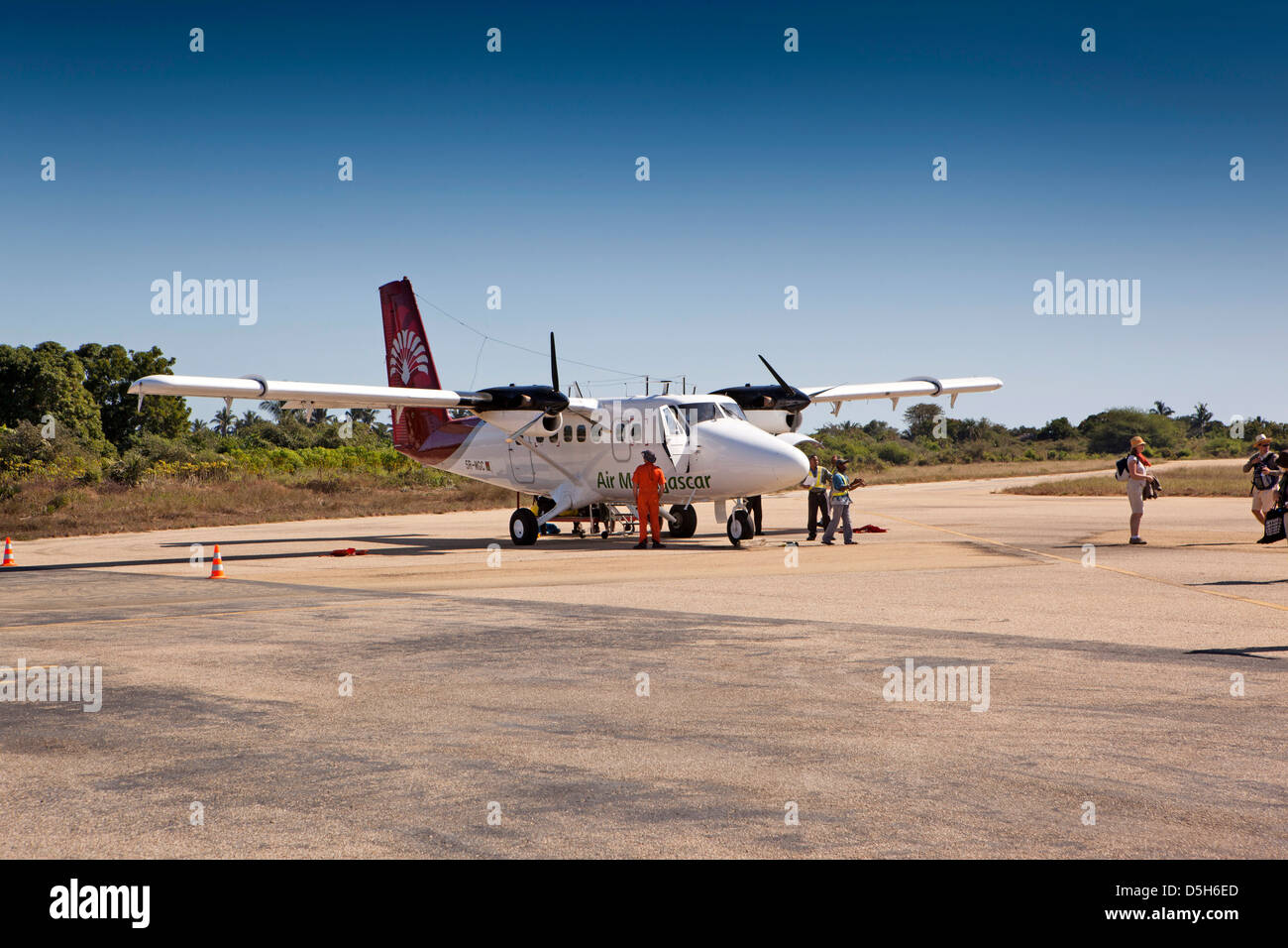 Madagascar, Morondava Airport, Air Madagascar Twin Otter plane on apron Stock Photo