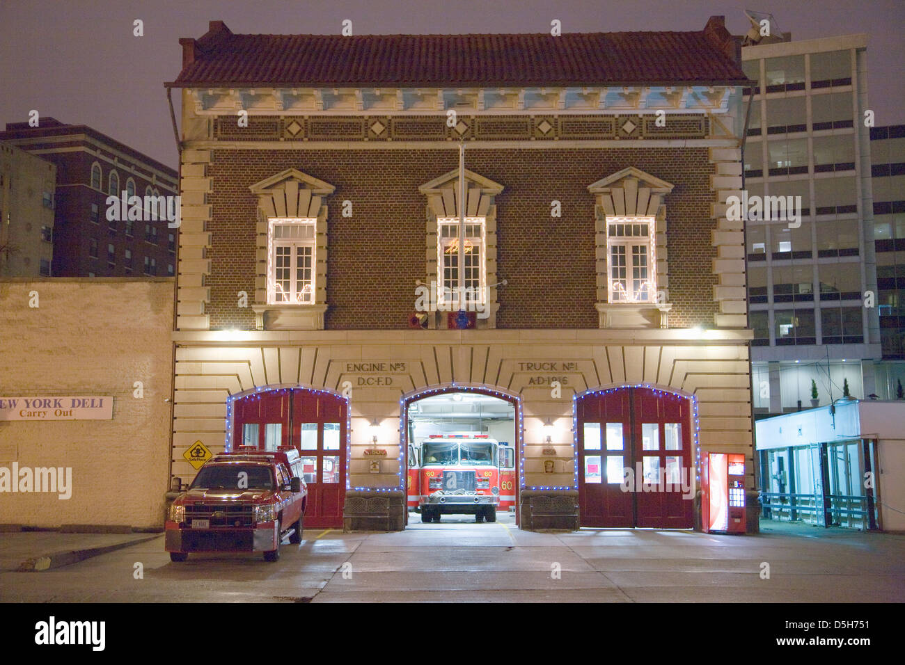 Engine #3, Firestation during Christmas holiday, Washington, D.C., USA ...