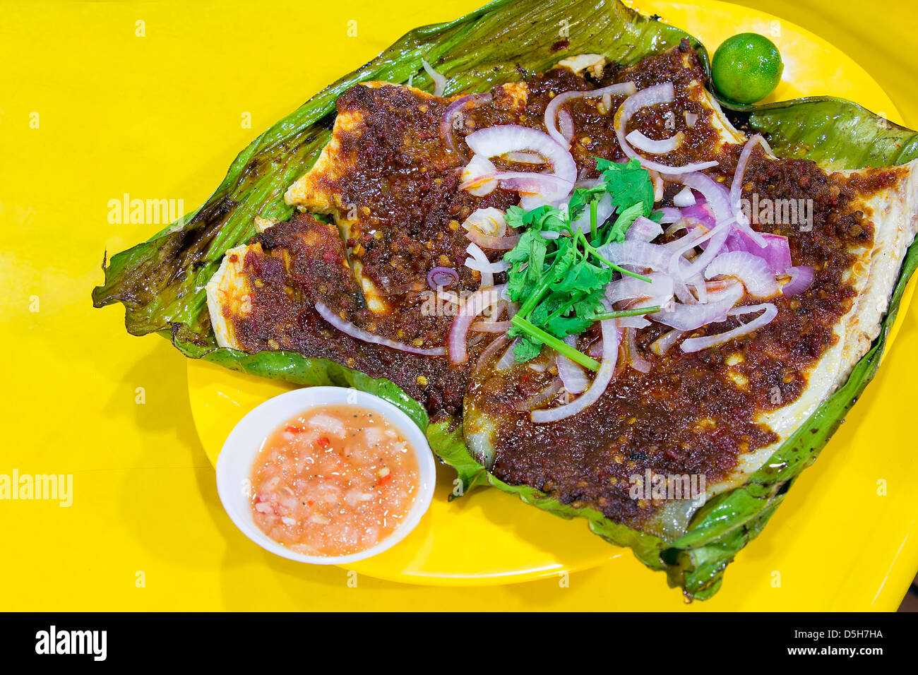 Stingray Fish with Sambal Chili Paste Sauce with Chopped Onions