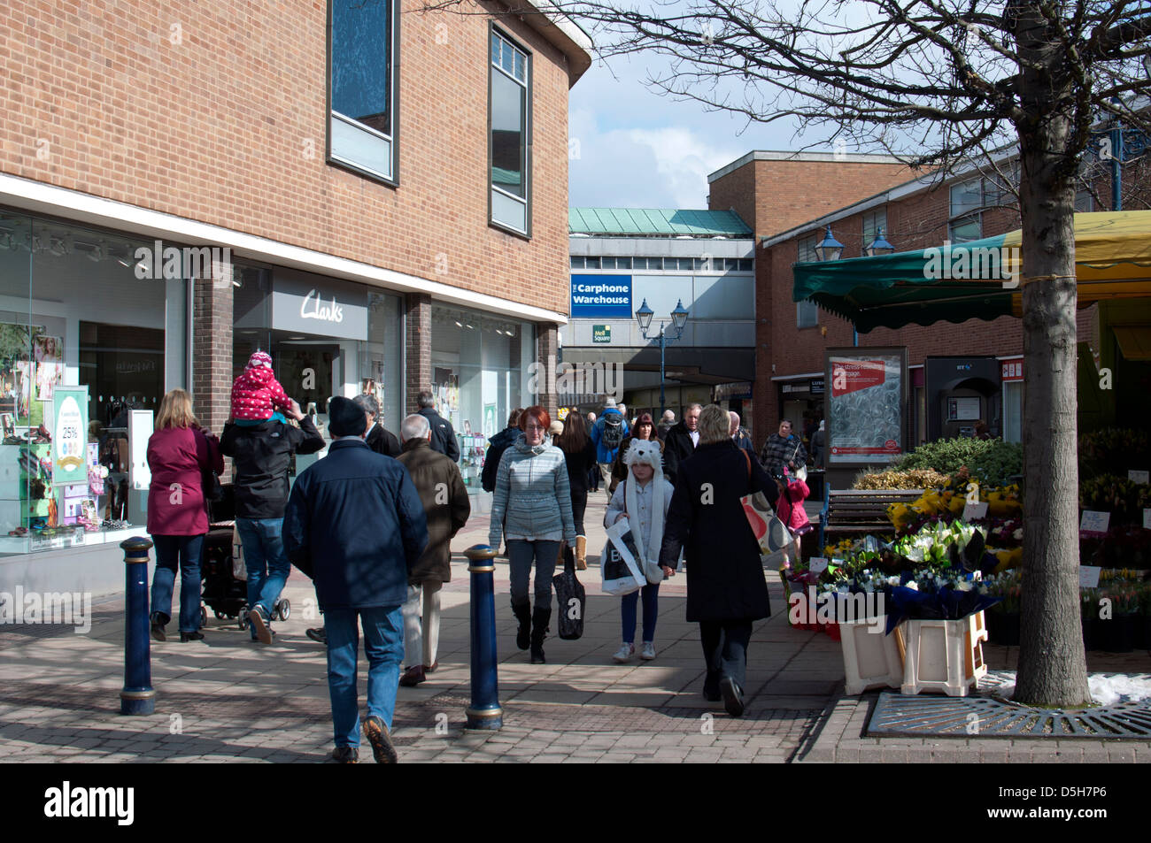 Shoppers in the pedestrainised town centre, Solihull, UK Stock Photo