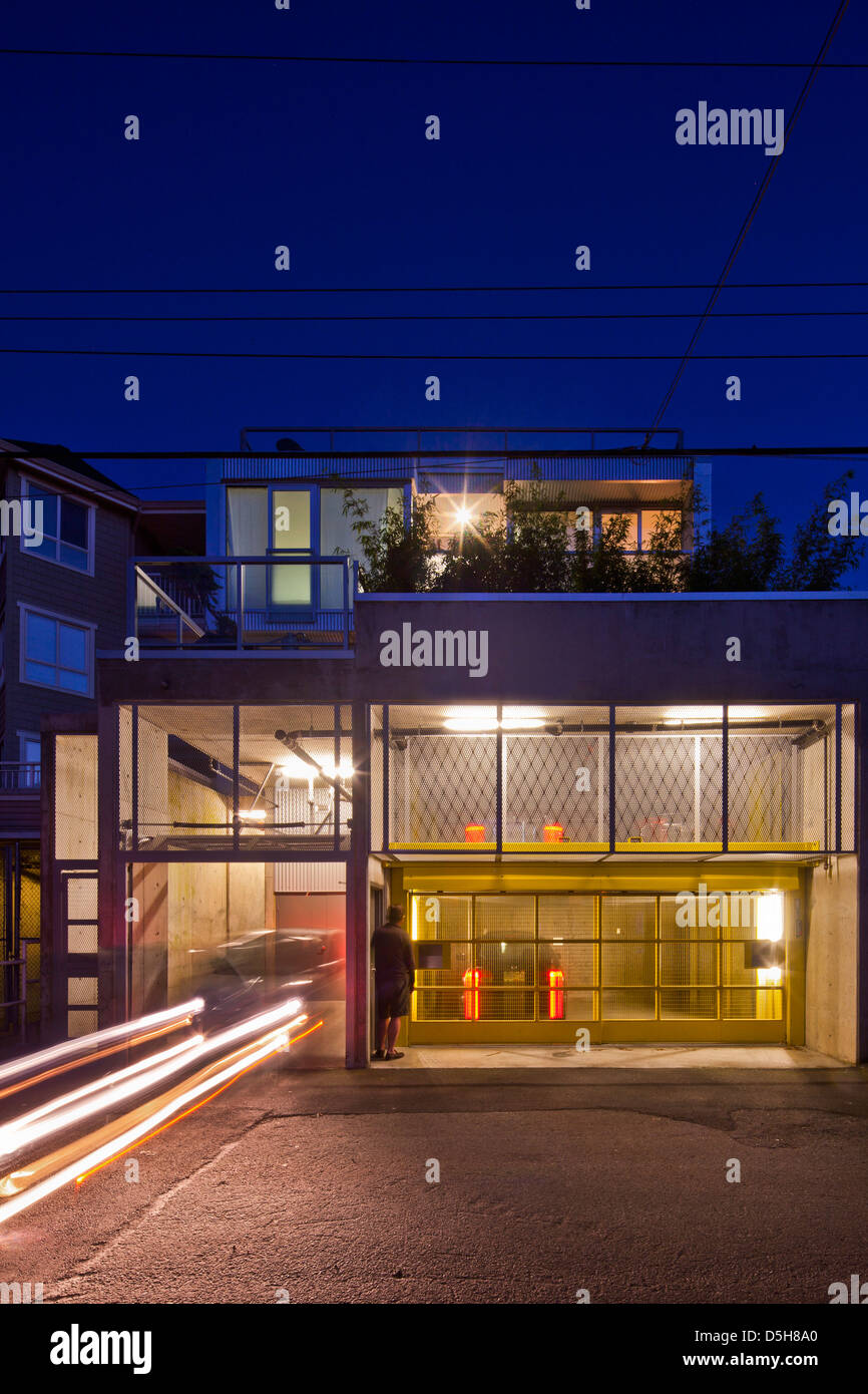 Monad, Vancouver, Canada. Architect LWPAC, 2012. Exterior Parking