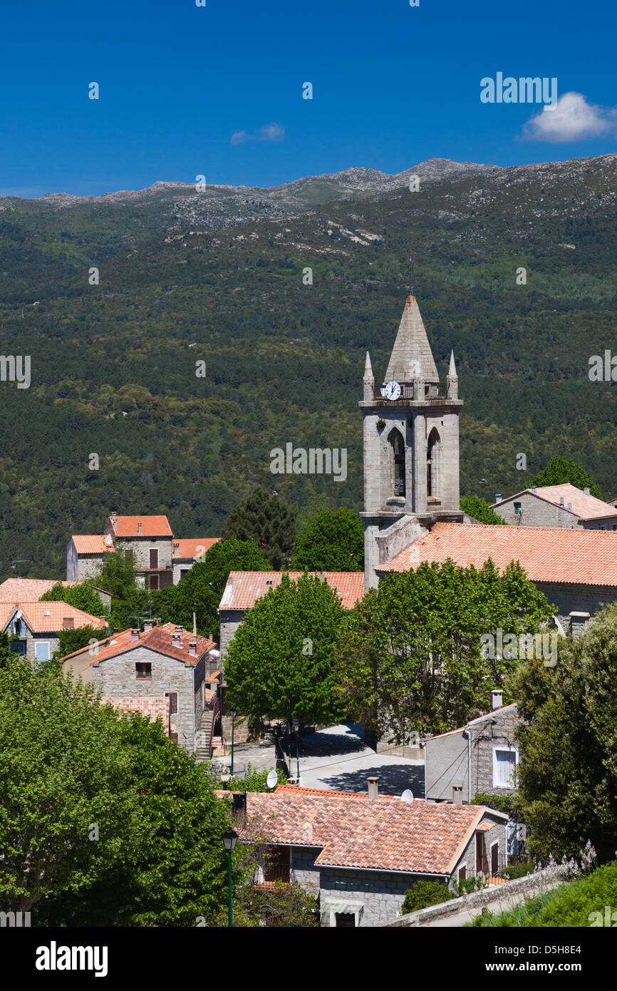France, Corsica, La Alta Rocca, Zonza, elevated town view Stock Photo