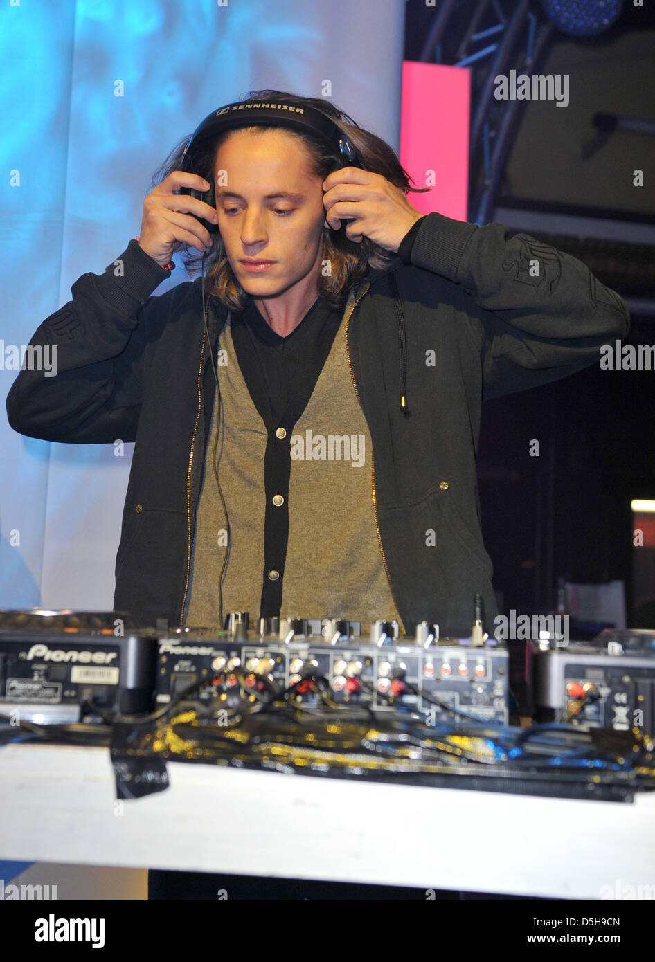 Pierre Sarkozy, son of France's State President, works as a DJ at the fashion show ''Lambertz Monday Night - Chocolate & Fashion'' at Old Waiting Room in Cologne, Germany, 01 Febuary 2010. This party of confectionary manufacturer Lambertz took place traditionally on the occaision of the International Confectionary Fair. Photo: Joerg Carstensen Stock Photo