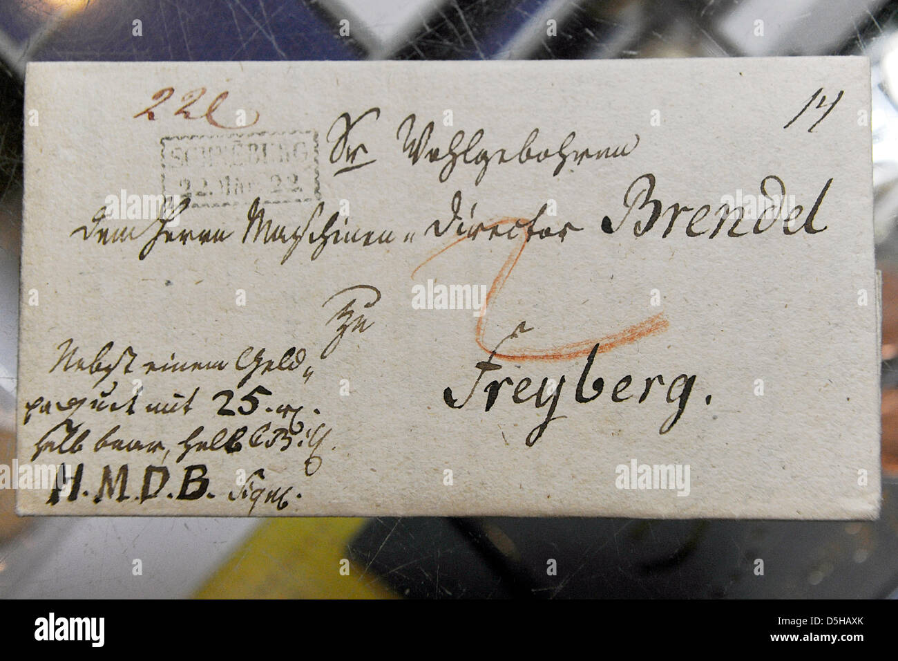 A historic letter pictured in a post stamp shop in Berlin, Germany, 26 ...