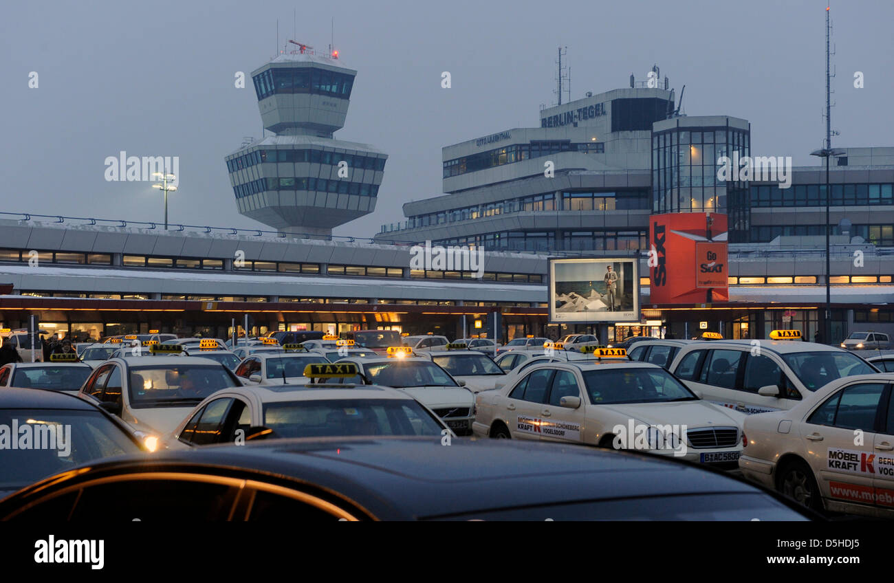 Waiting cars at the area of airport BerlinTegel, Germany, 10 February