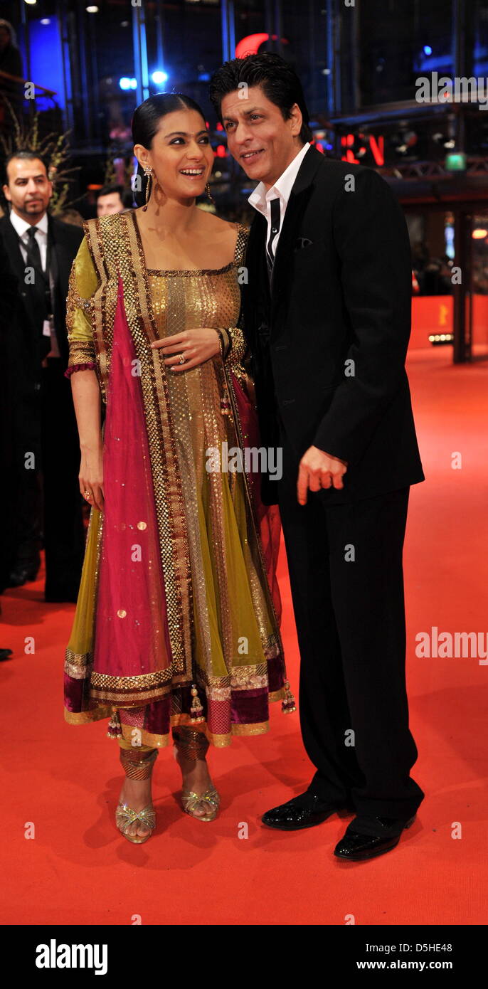 Indian actor Shah Rukh Khan and Indian actress Kajol Devgan arrive for the premiere of the film 'My Name Is Khan' during the 60th Berlinale International Film Festival in Berlin, Germany, Friday 12 February 2010. Photo: Arno Burgi dpa/lbn Stock Photo
