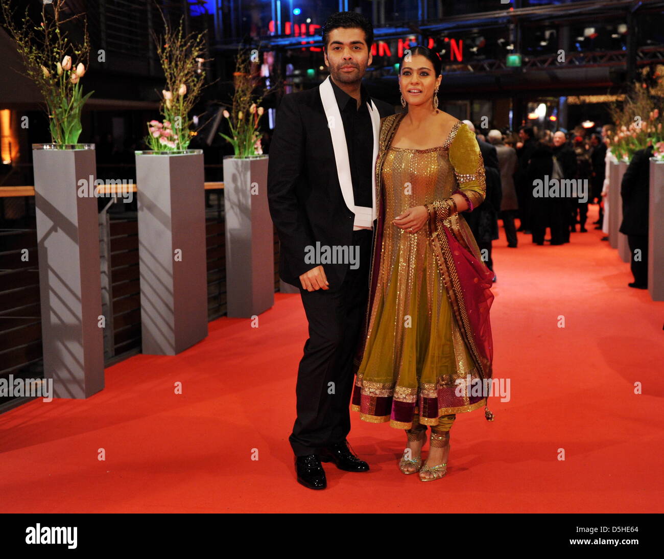 Indian actress Kajol Devgan and Indian director Karan Johar arrive for the premiere of the film 'My Name Is Khan' during the 60th Berlinale International Film Festival in Berlin, Germany, Friday 12 February 2010. Photo: Arno Burgi dpa/lbn Stock Photo