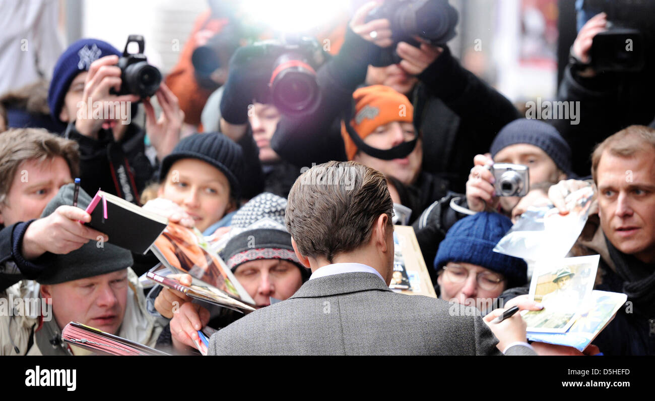 US actor Leonardo DiCaprio arrives at the 60th Berlinale International Film Festival in Berlin, Germany, Saturday, 13 Febuary 2010. His film 'Shutter Island' runs in competition. Foto: Arno Burgi dpa/lbn Stock Photo