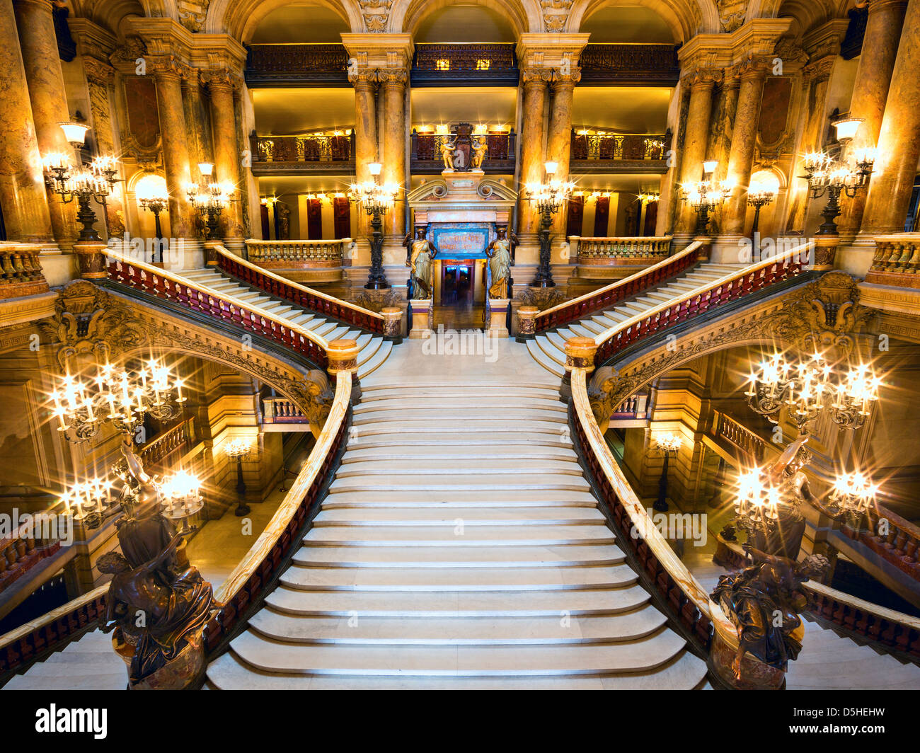 Great Staircase of the Palais Garnier de Paris (Charles Garnier), Opera Garnier Stock Photo