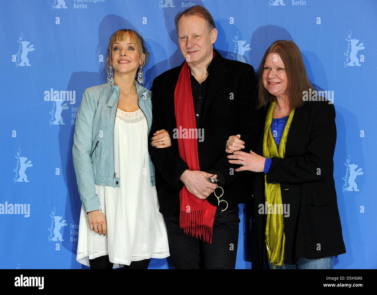 Actors Jannike Kruse Jatog (L-R), Stellan Skarsgard (Sweden) and Jorunn Kjellsby (Norway) attend the photocall for the film 'A Somewhat Gentle Man' running in competition during the 60th Berlinale International Film Festival in Berlin, Germany, Monday, 15 February 2010. The festival runs until 21 Febuary 2010. Photo: Tim Brakemeier dpa/lbn  +++(c) dpa - Bildfunk+++ Stock Photo