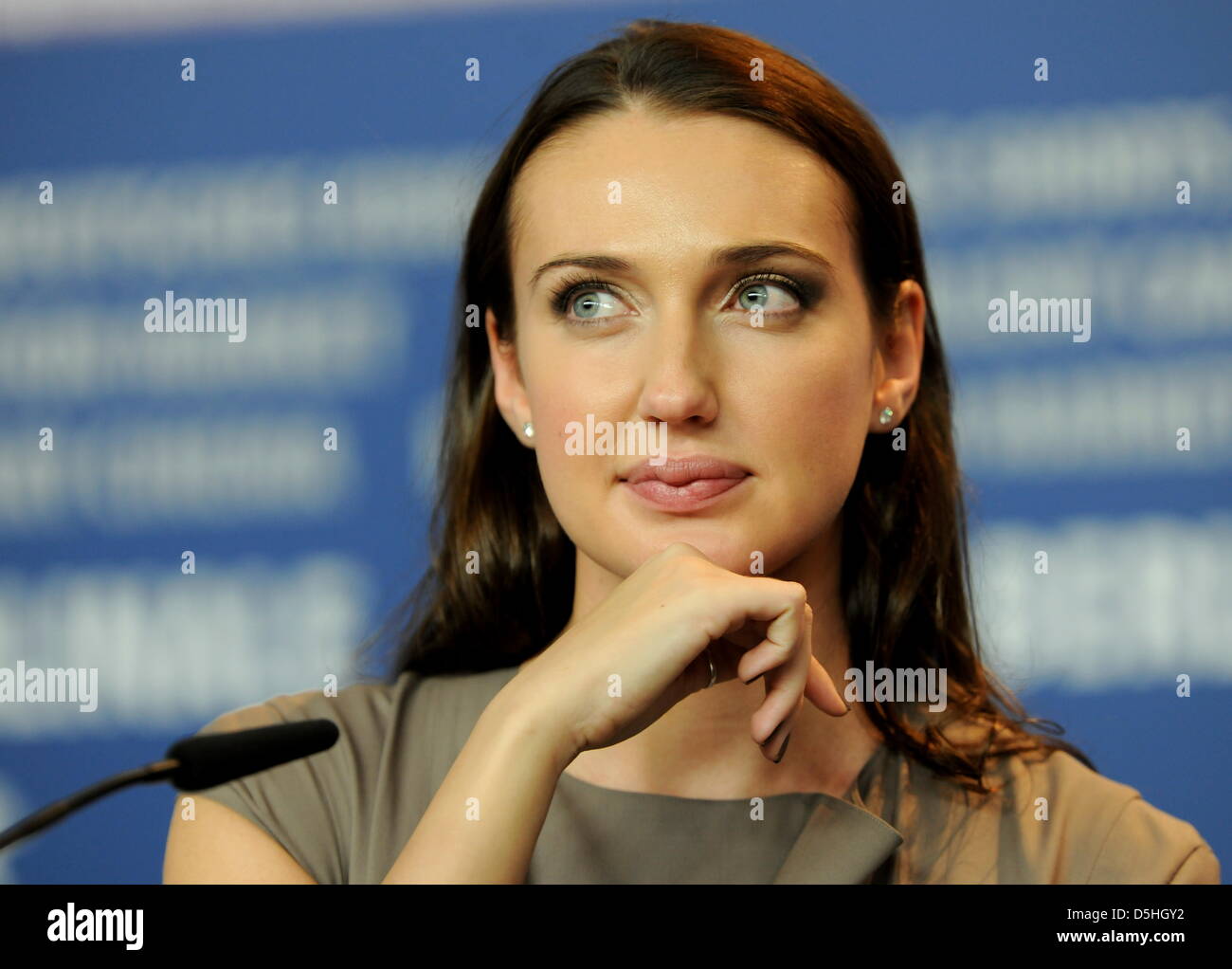 Actress Anna Anissimova attends the press conference of the film