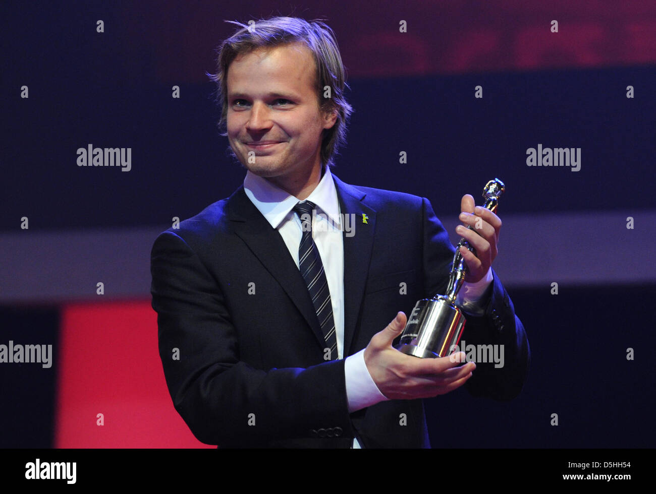 Actor Krystof Hadek (Czech Republic) holds his Shooting Stars 2010 ...