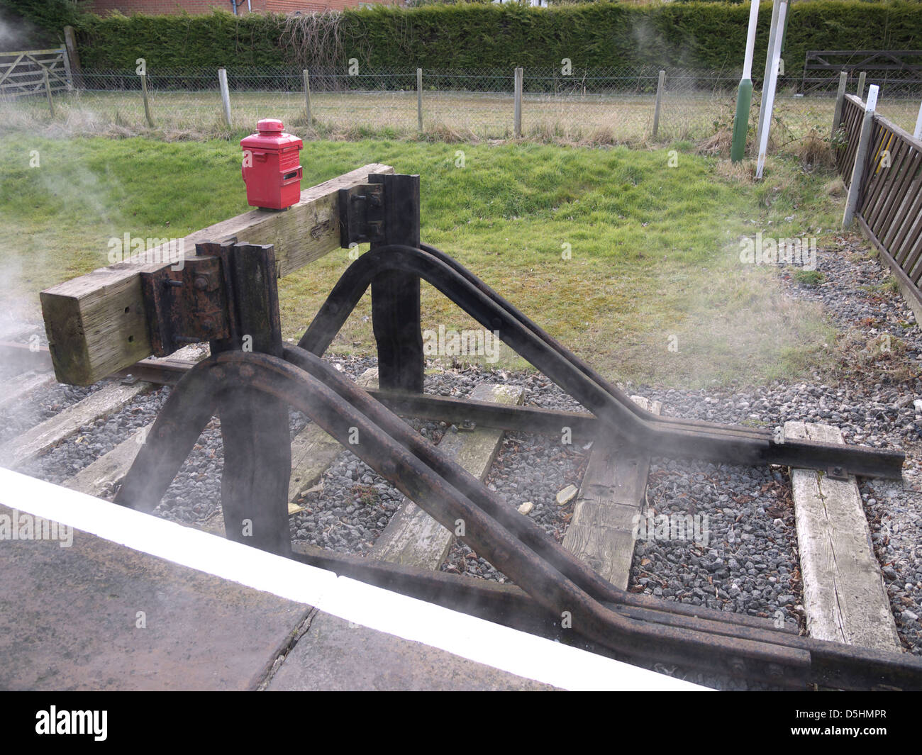 Vintage Buffer stop, North Thoresby,LIncs Wolds Railway Easter Gala 2013 Stock Photo