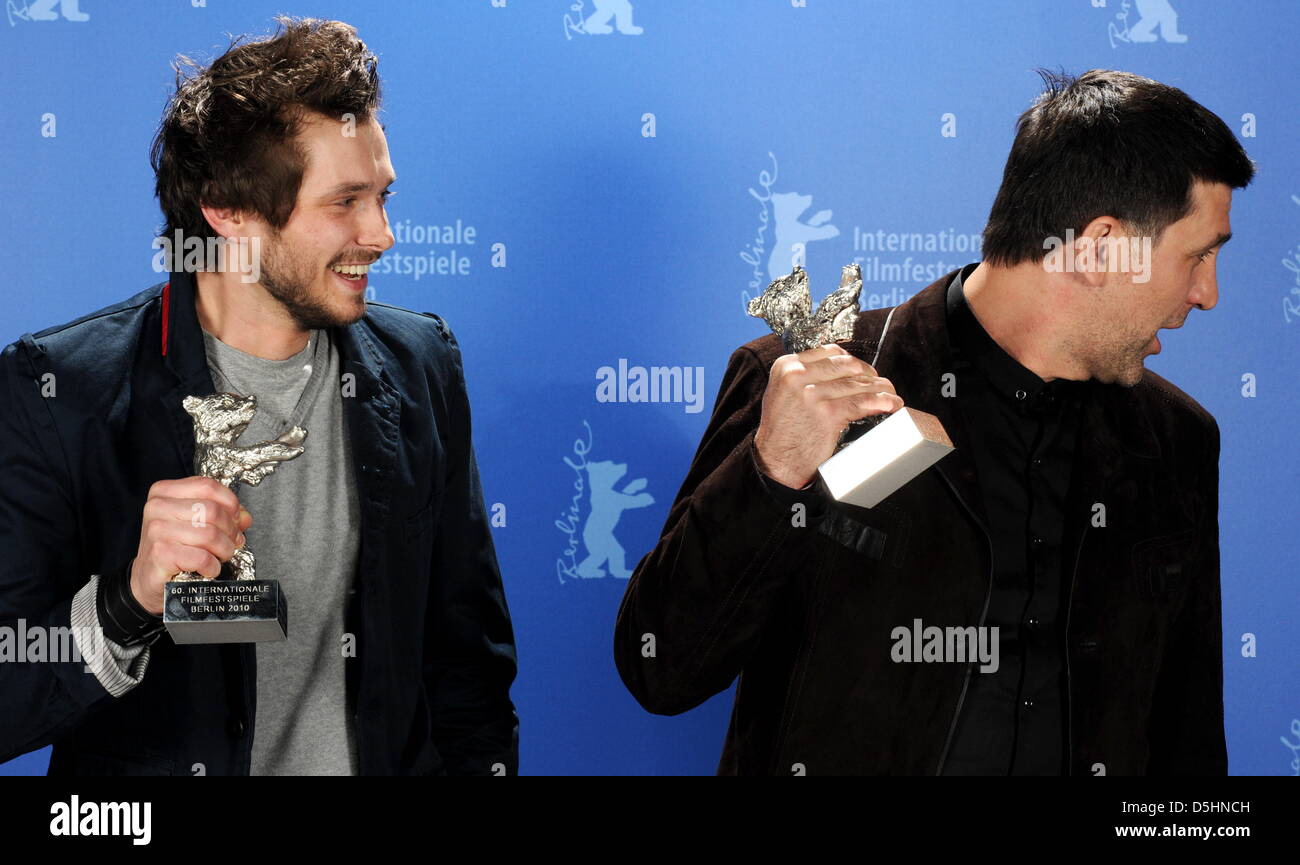 Russian actors Grigory Dobrygin (l) and Sergei Puskepalis pose with their Silver Bears for 'Best Actor' in their film 'How I Ended This Summer' during the awarding ceremony of the 60th Berlinale International Film Festival in Berlin, Germany, Saturday, 20 Febuary 2010. Photo: Tim Brakemeier dpa/lbn Stock Photo