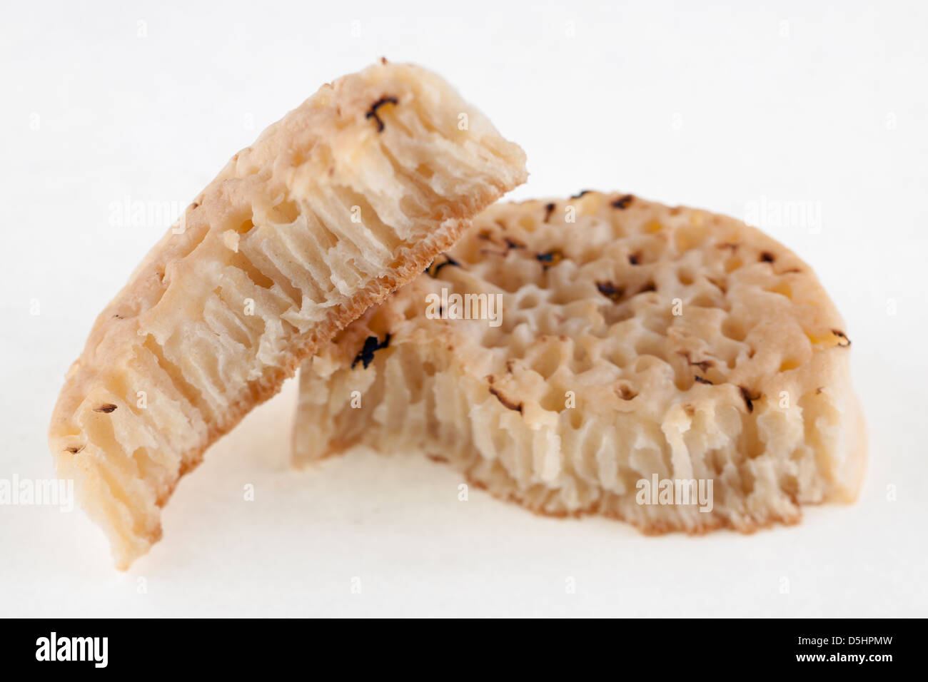 Halved crumpet Stock Photo