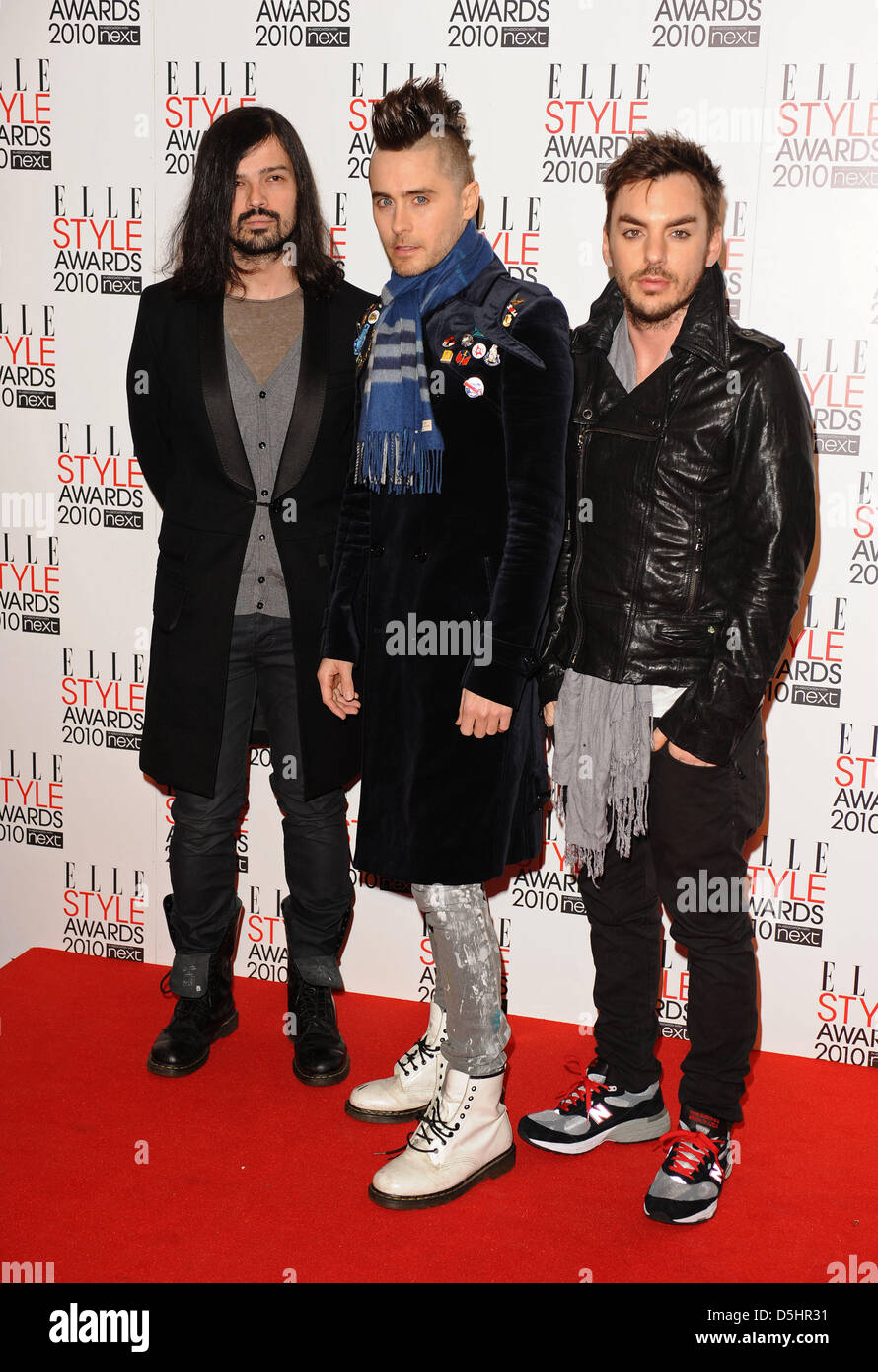 Musicians Tomo Milicevic (L-R), Jared Leto, and Shannon Leto of the ...