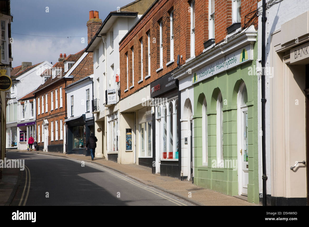 Historic buildings in Church Street, Woodbridge, Suffolk, England Stock
