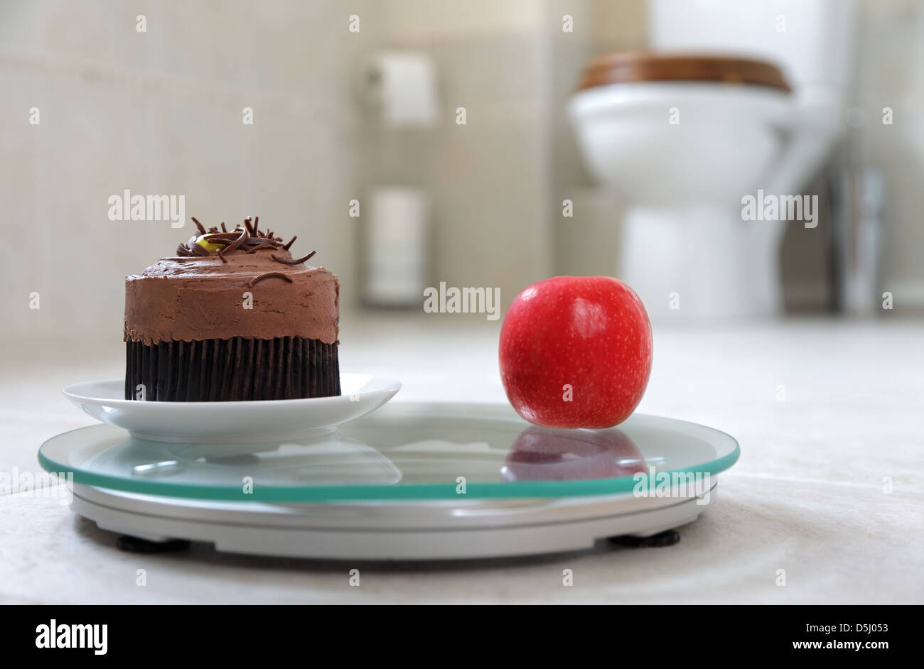 Cake or apple Stock Photo