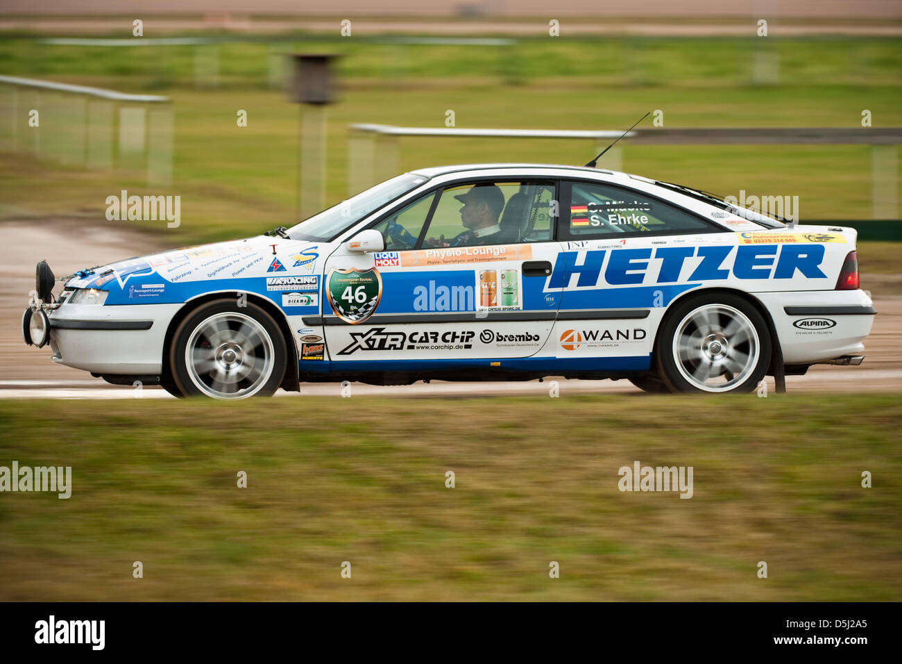 A Opel Calibra Turbo is pictured as part of the first 'Revival Berlin' autumn classic car rally at the Mariendorf harness racing track in Berlin, Germany, 10 November 2012. Over 50 classic vehicles race for record times. Photo: Robert Schlesinger Stock Photo