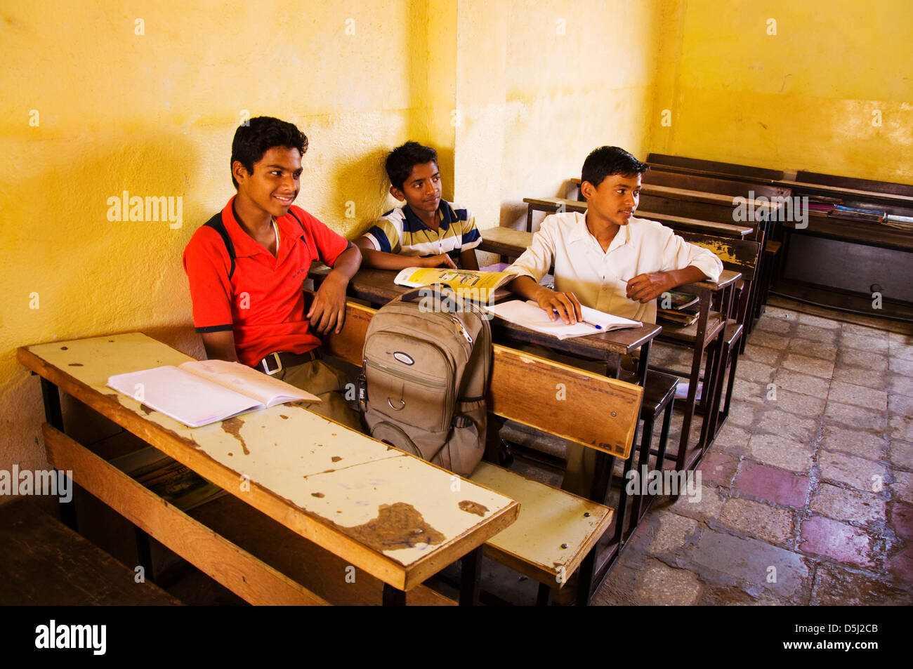 Indian boys at school in Asde Village Mulshi Valley Paud Maharashtra India Stock Photo
