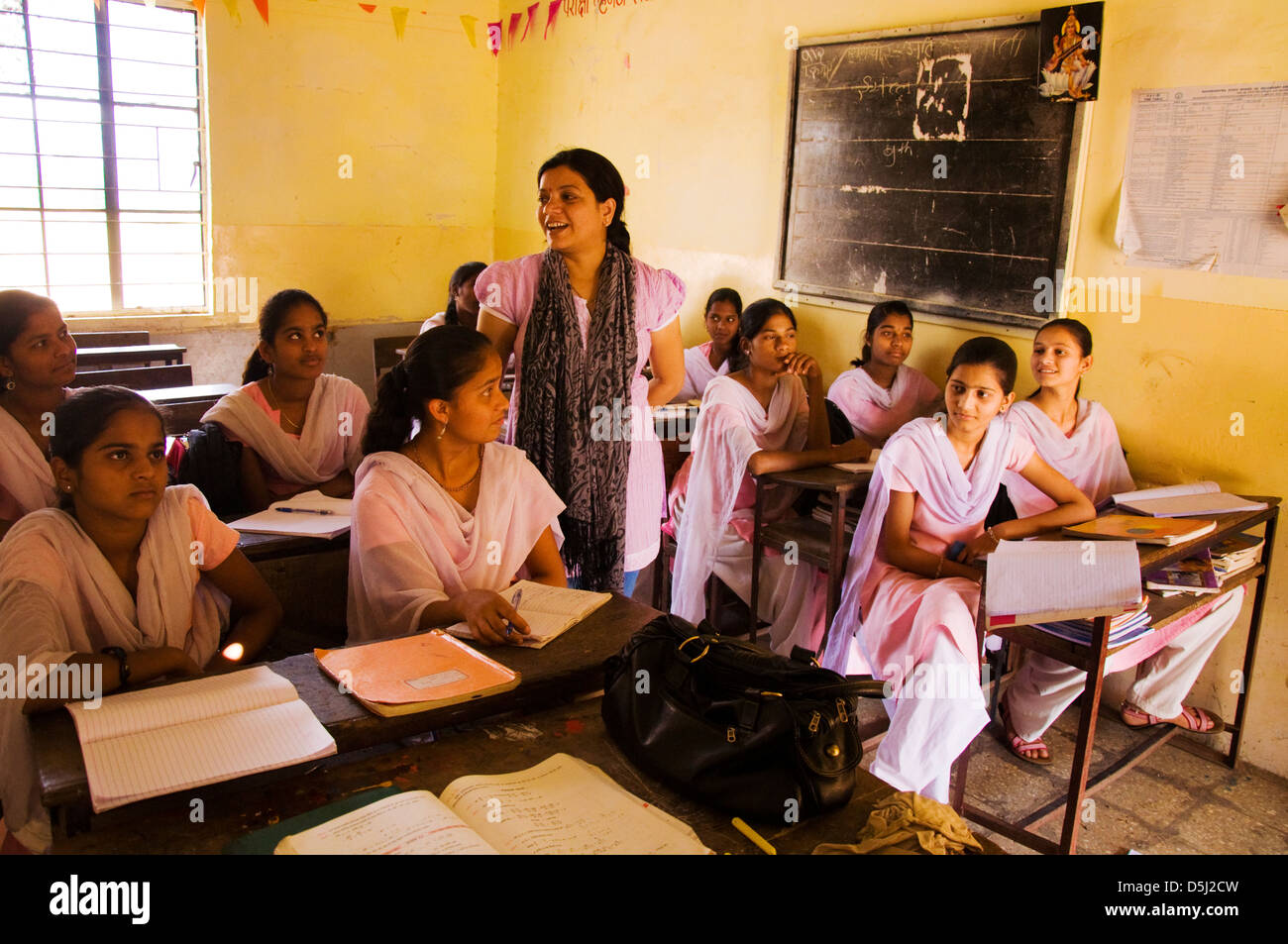Teaching at school in Asde Village Mulshi Valley Paud Maharashtra India Stock Photo