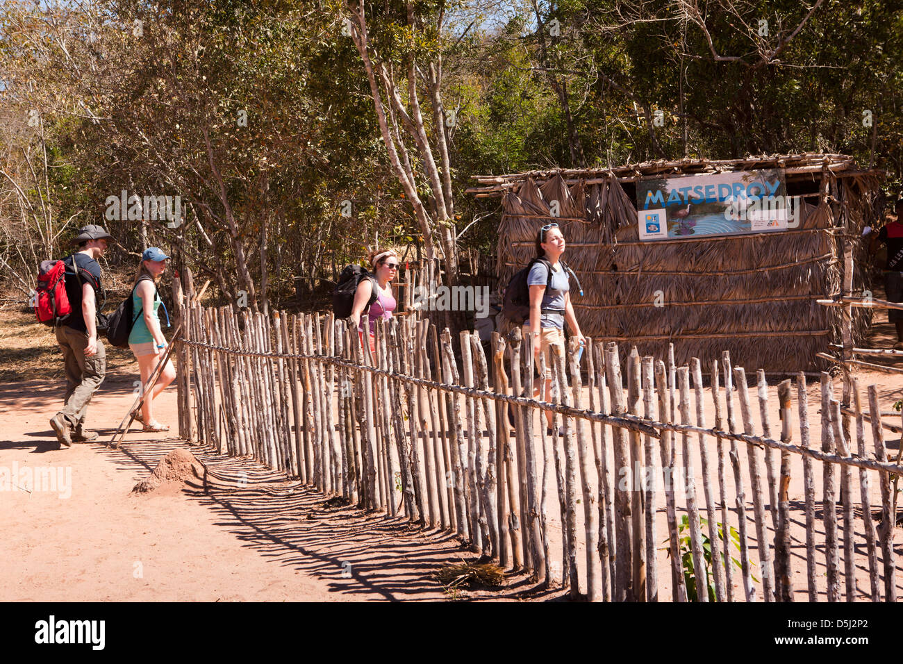 Madagascar, Operation Wallacea, students and staff arriving at Matsedroy field study camp Stock Photo