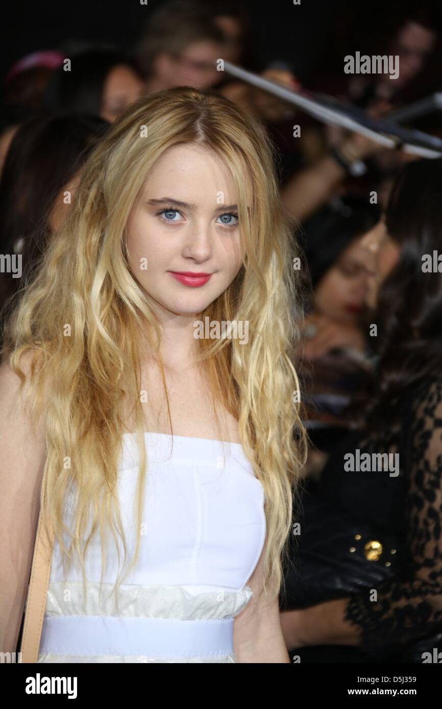 Actress Kathryn Newton arrives at the world premiere of 'The Twilight Saga: Breaking Dawn - Part 2' at Nokia Theatre at L.A. Live in Los Angeles, USA, on 12 November 2012. Photo: Hubert Boesl/dpa Stock Photo