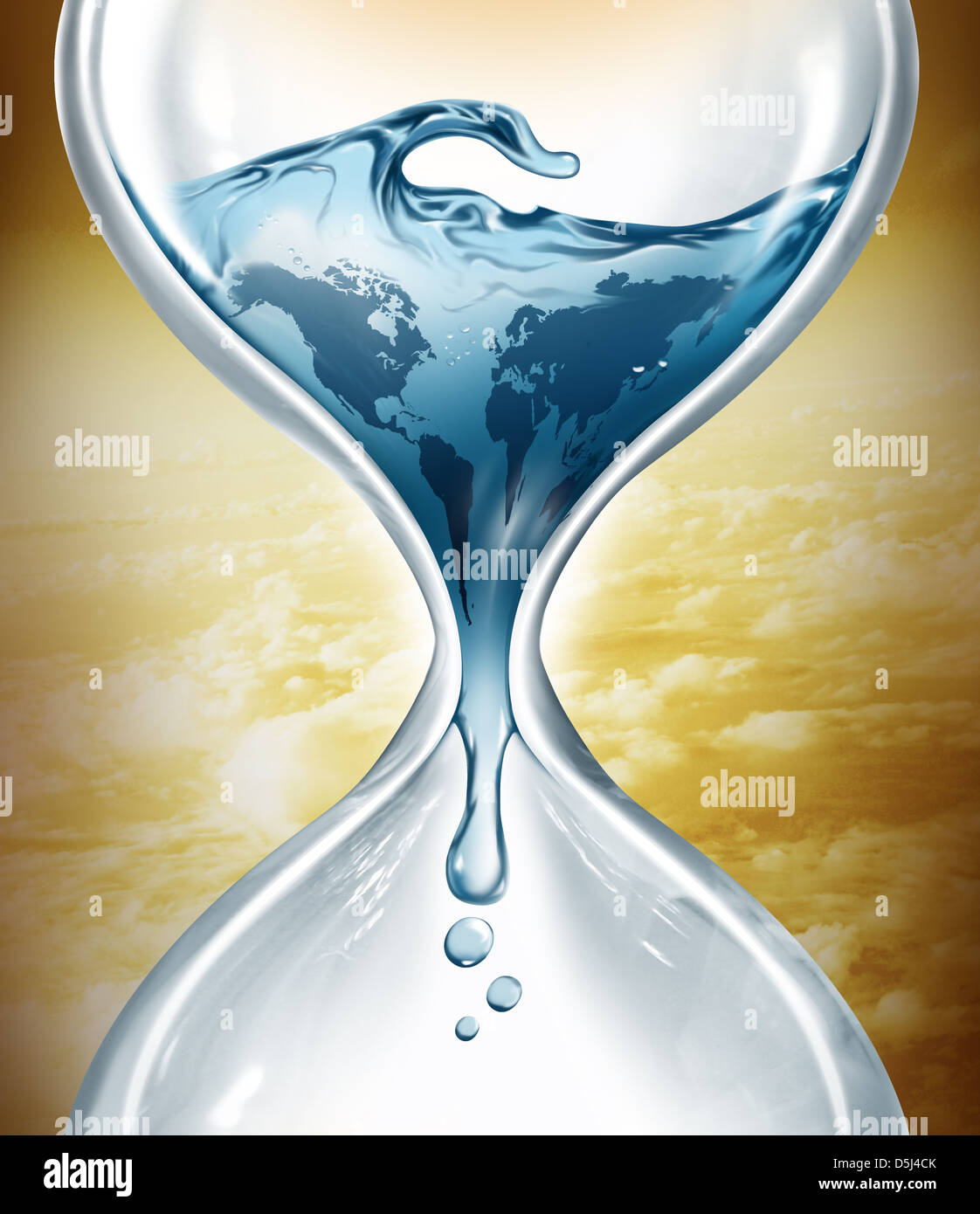 Illustrative image of water in hourglass representing water depletion Stock Photo