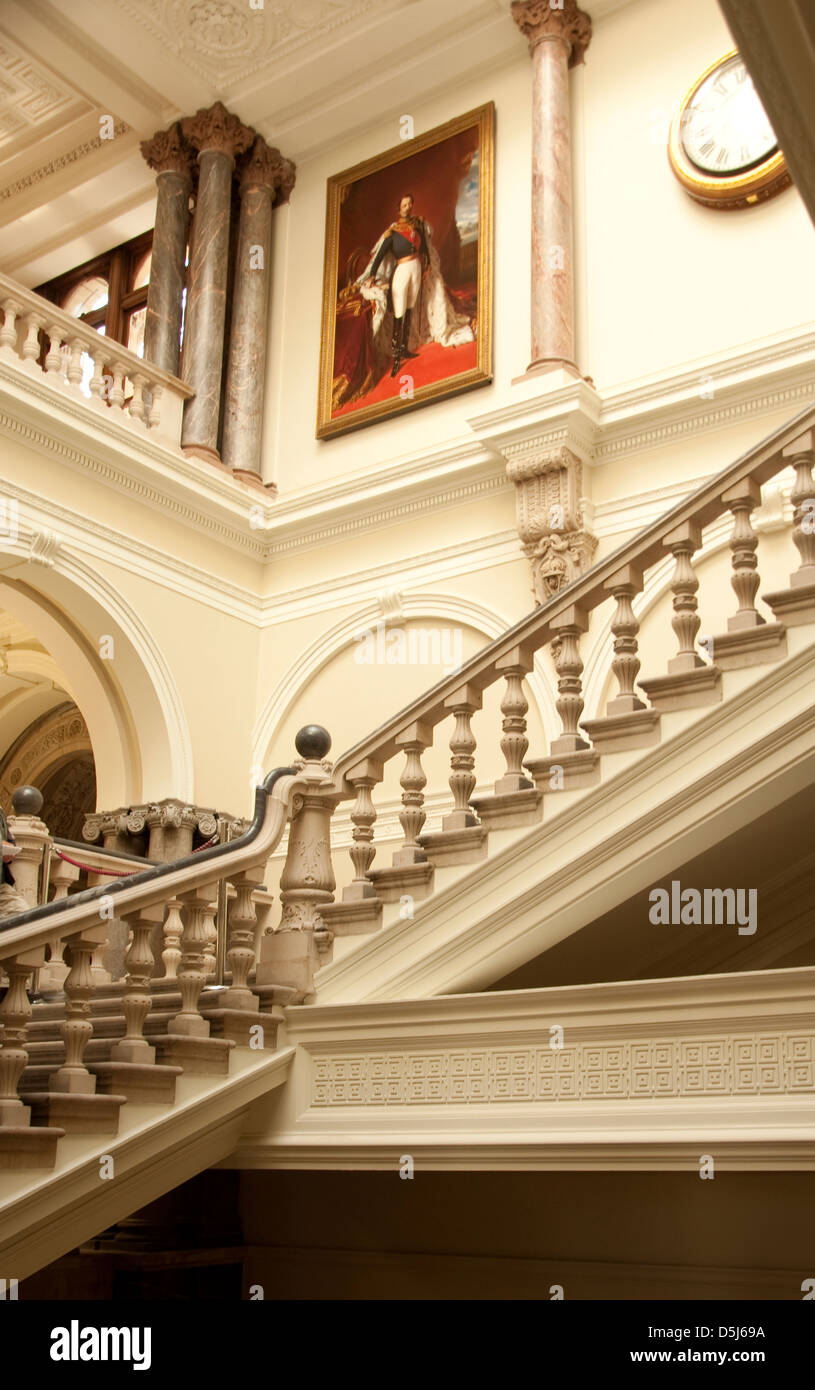 Stairway inside the Foreign and Commonwealth Office in Whitehall, Westminster. Stock Photo