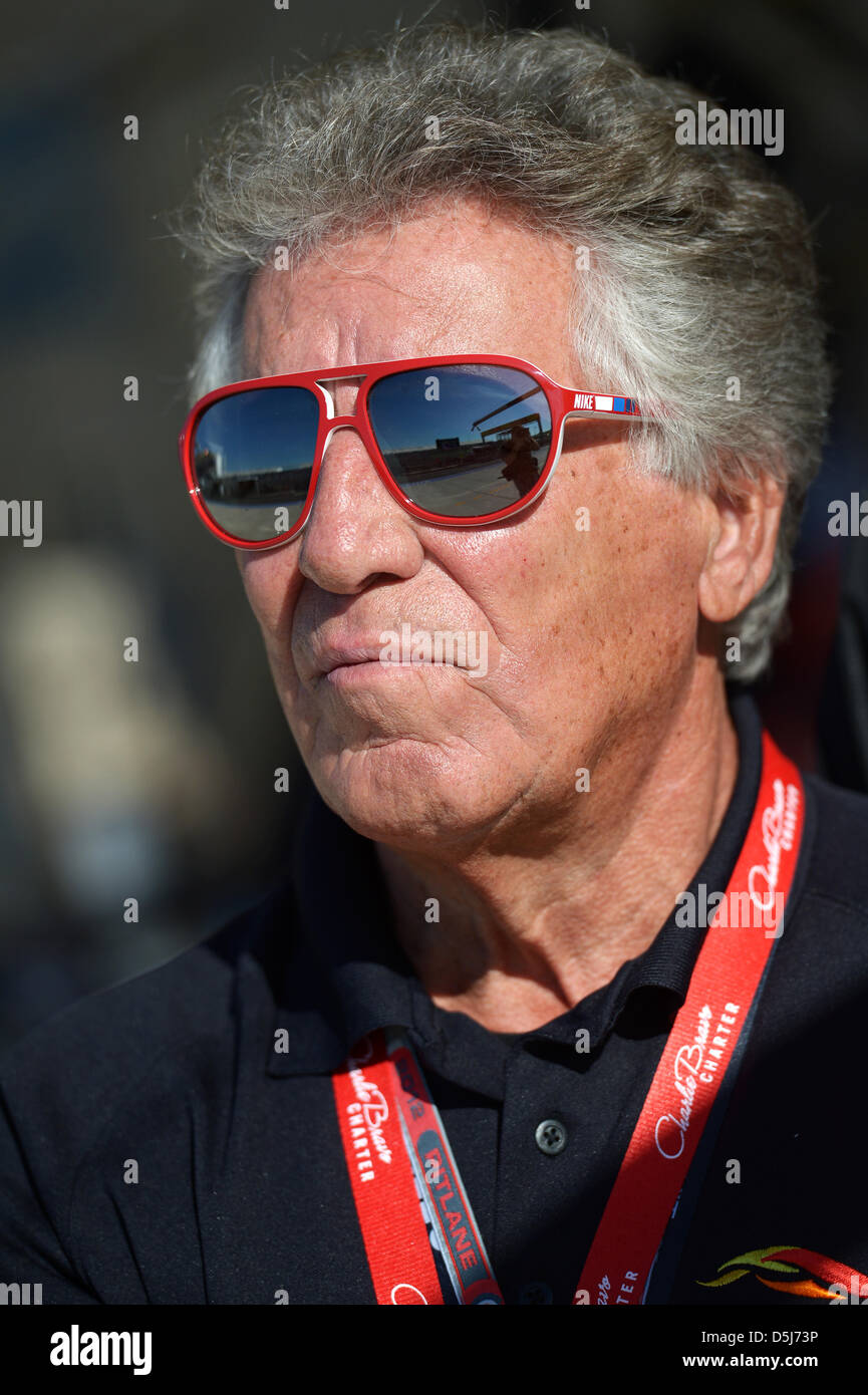 Former US-American Formula One Driver Mario Andretti in the pit lane during the first practice session at the Circuit of The Americas in Austin, Texas, USA, 16 November 2012. The Formula One United States Grand Prix will take place on 18 November 2012. Photo: David Ebener dpa Stock Photo