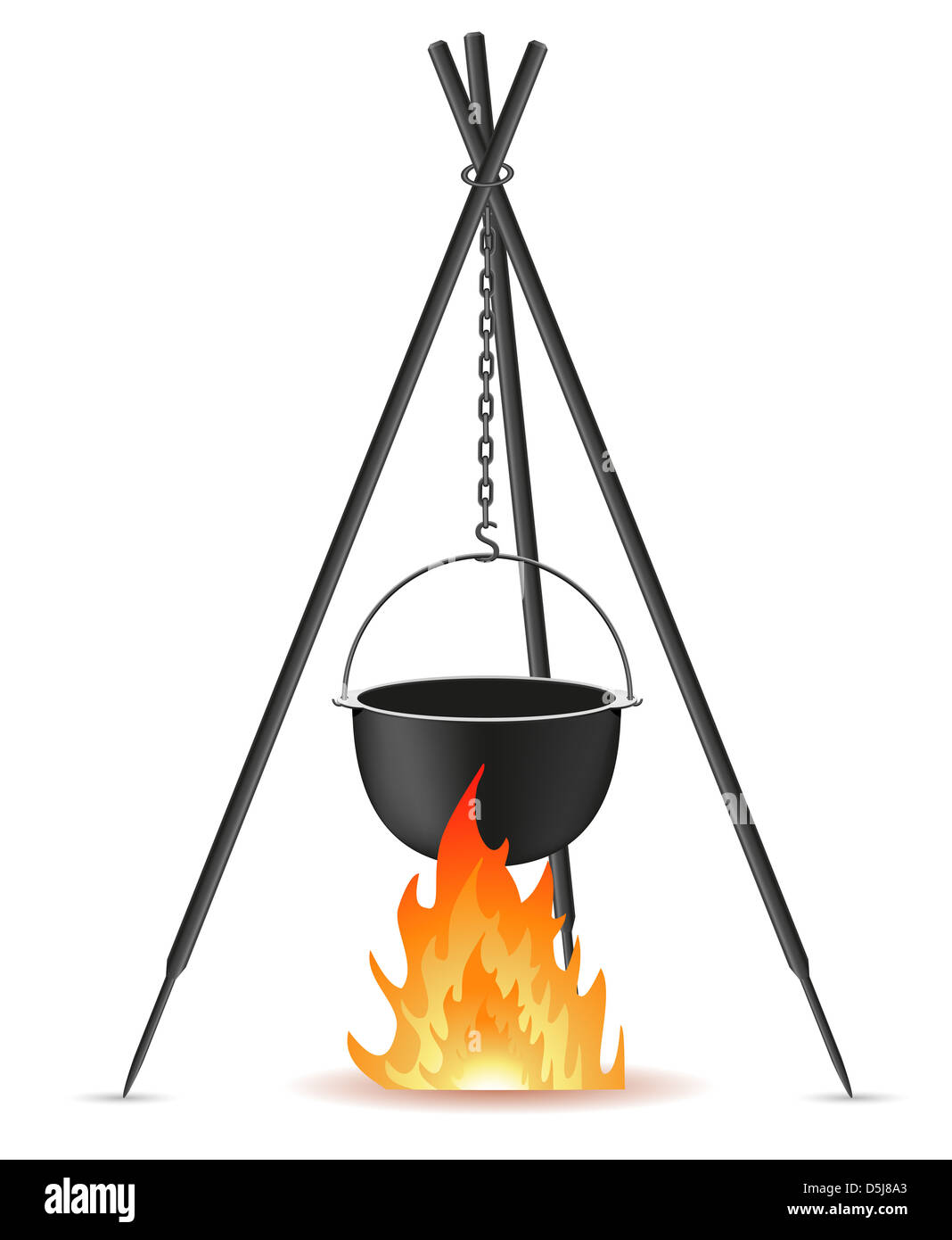 pot for cooking over a fire illustration isolated on white background