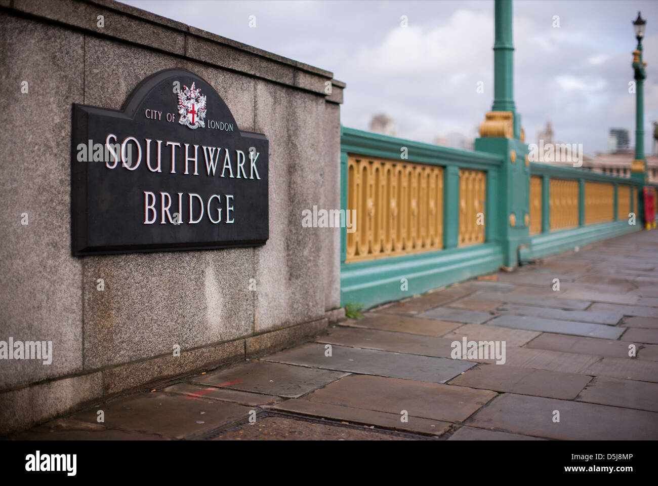 Southwark Bridge sign. London. UK. Stock Photo
