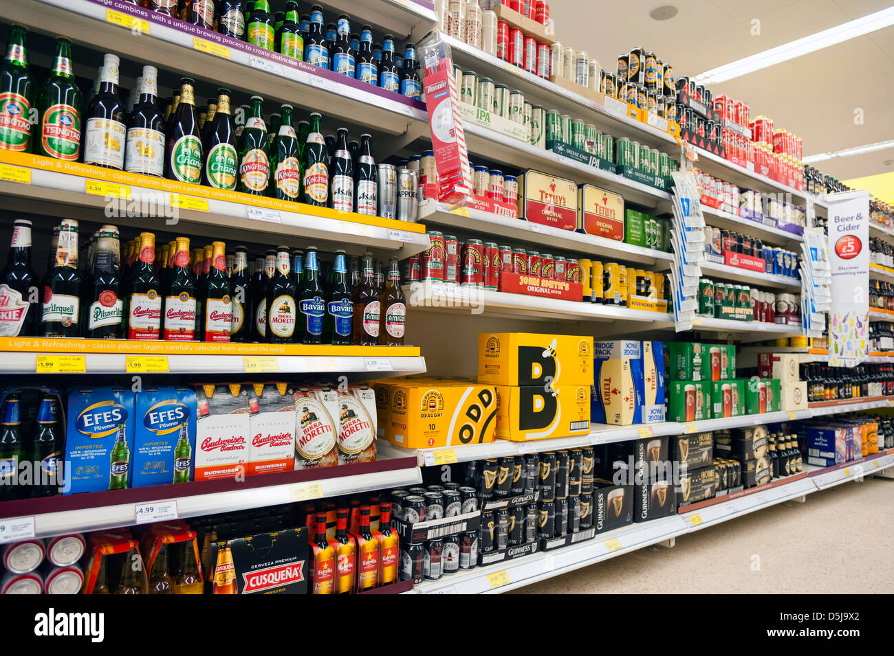 Beer for sale in a supermarket, UK Stock Photo Alamy