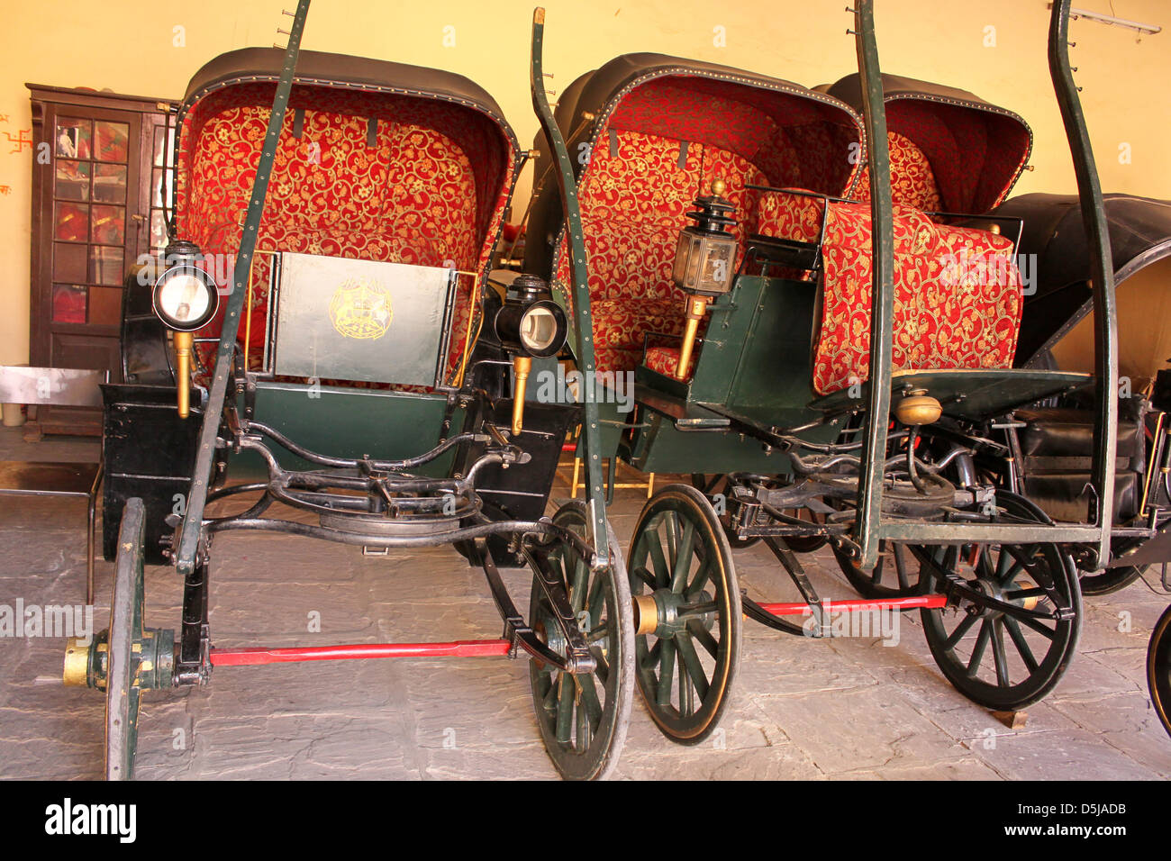 Old horse carts, City palace museum, Pink city Rajasthan India Stock