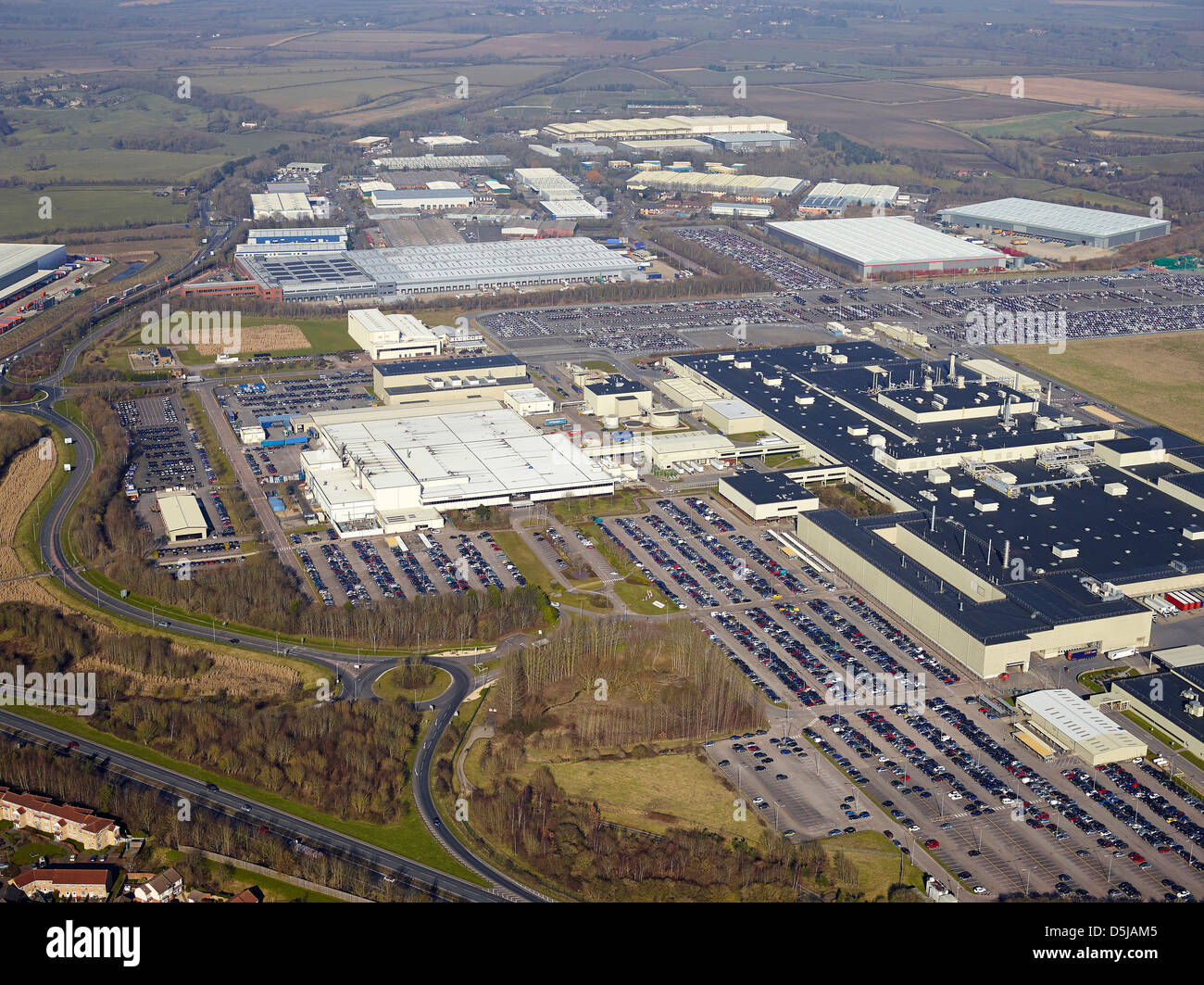 Aerial view of the Honda car manufacturing site, Swindon, Wiltshire, Southern England Stock Photo