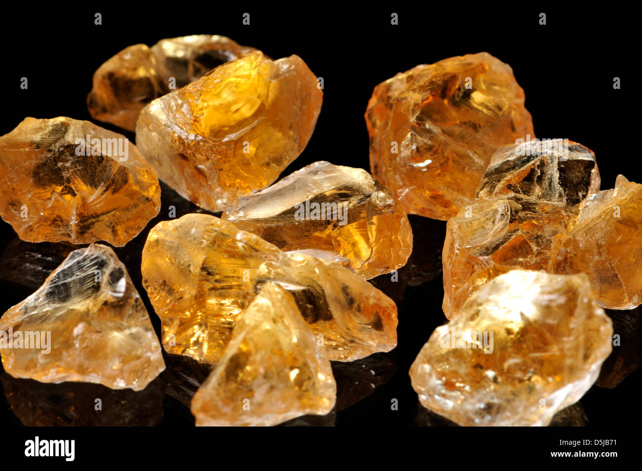 Citrine crystals ( yellow quartz) Stock Photo