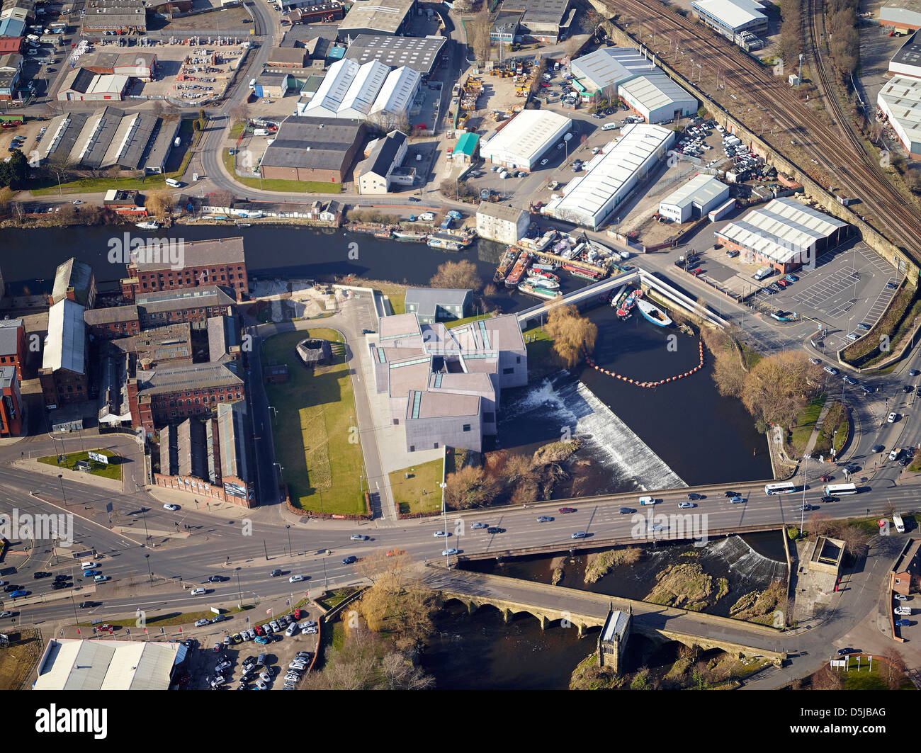 An aerial view of The Hepworth Gallery. Wakefield, West Yorkshire, with