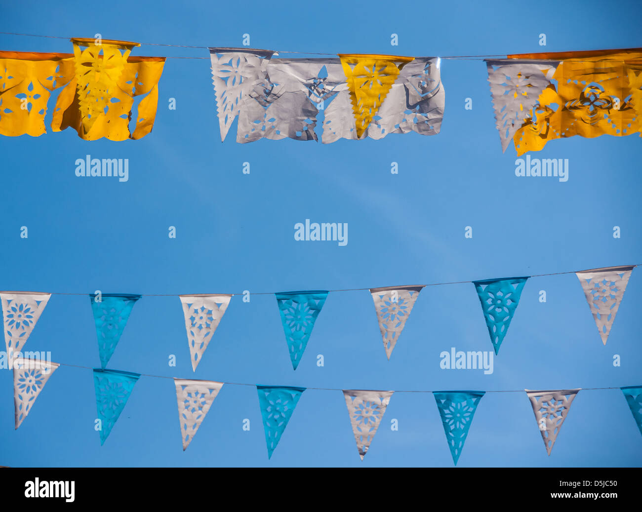 Mexican Papel Picado (paper cutout)  Banners Stock Photo