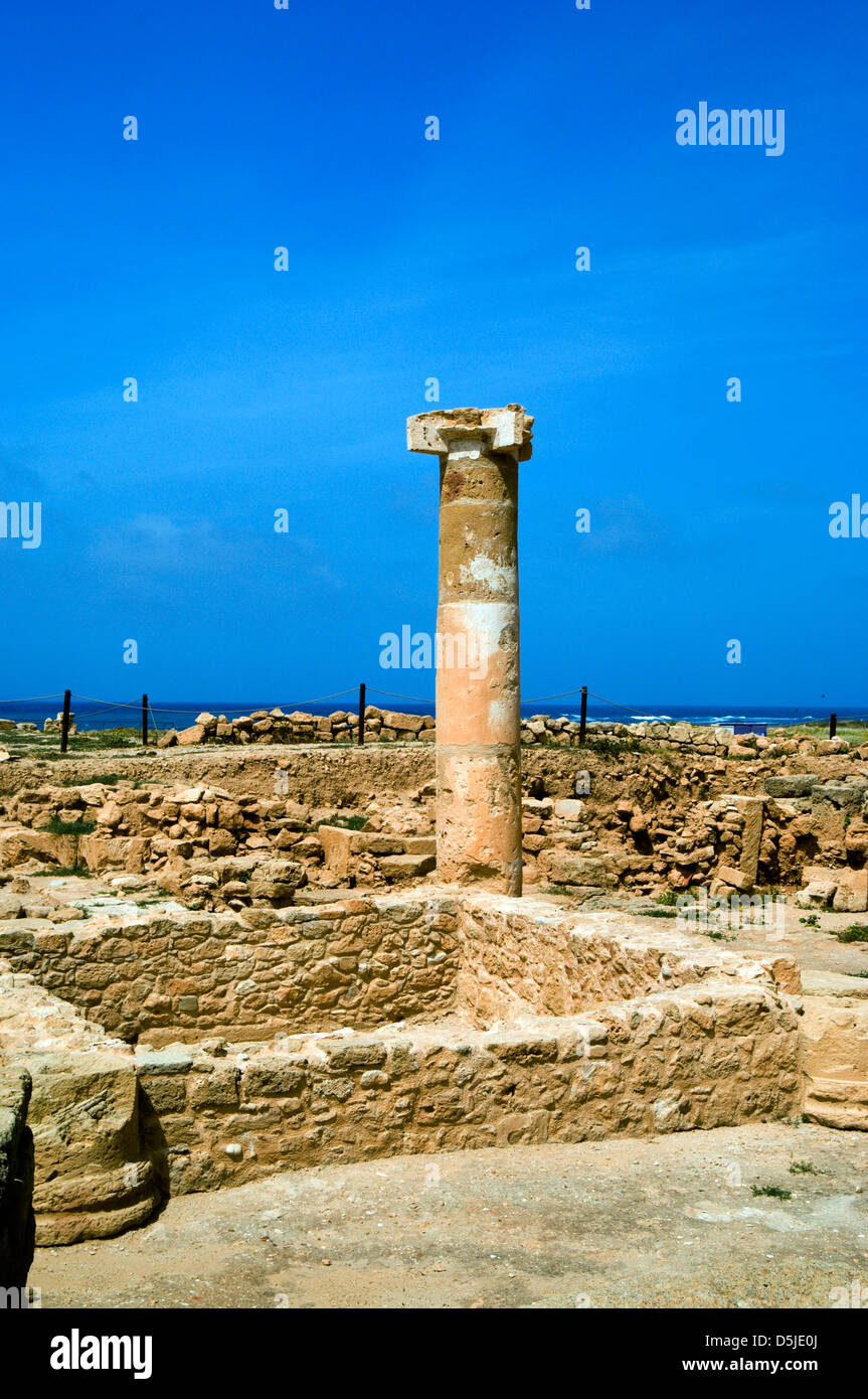 ancient columns house of theseus archaeological park paphos cyprus Stock Photo