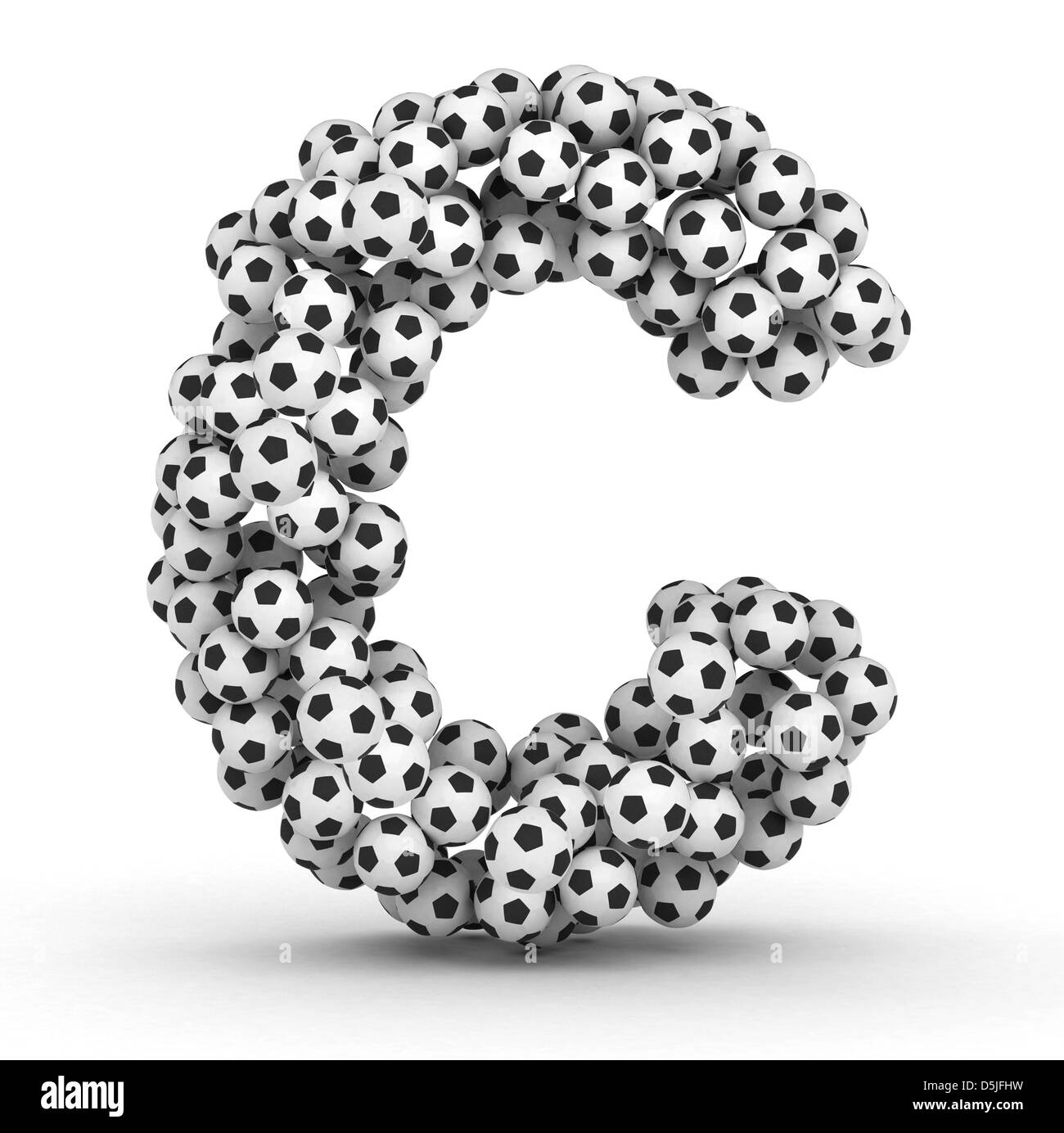 Letter C from soccer football balls isolated on white background Stock Photo