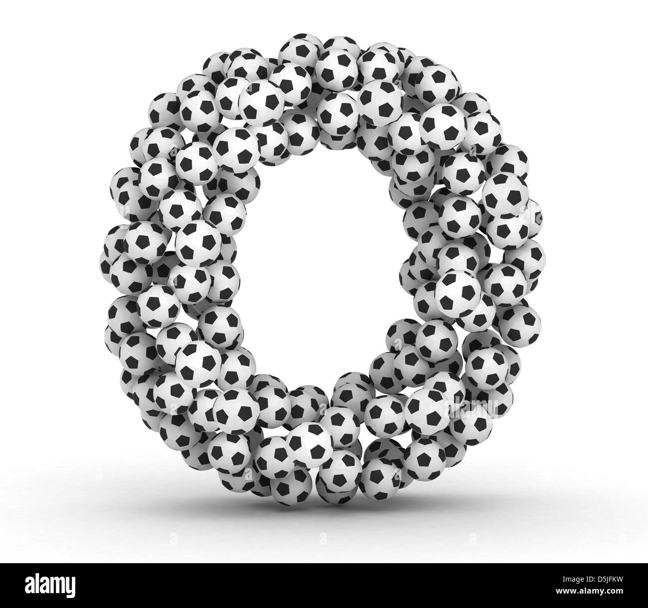 Letter O from soccer football balls isolated on white background Stock Photo