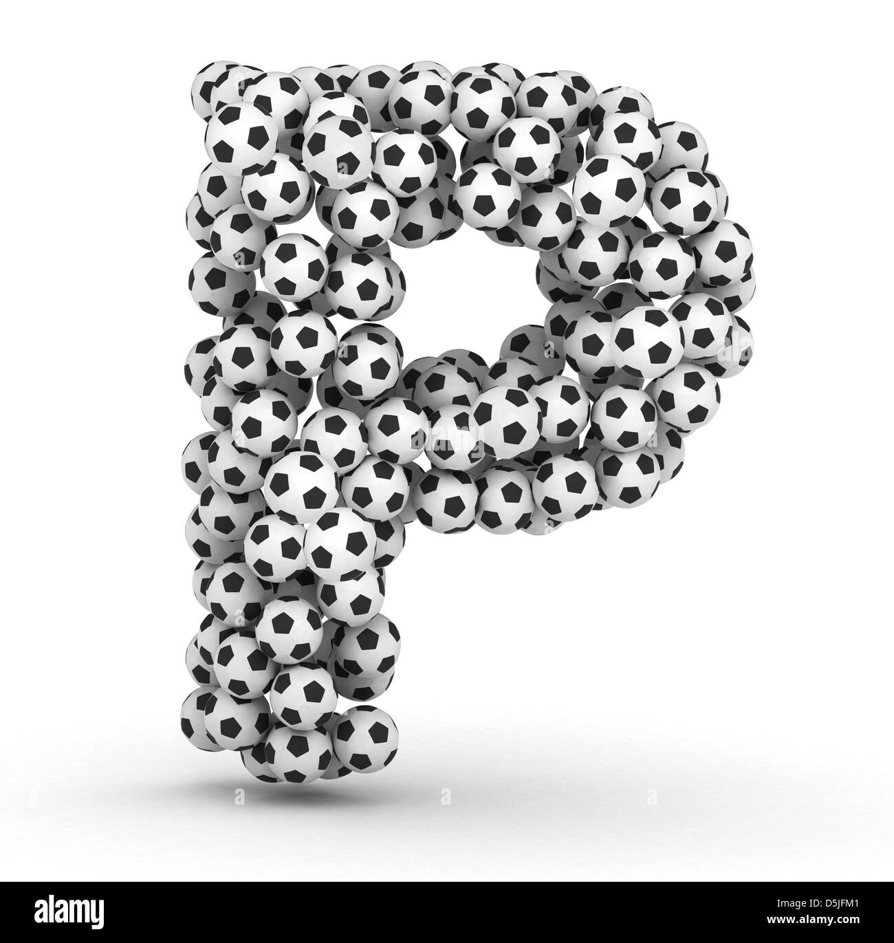 Letter P from soccer football balls isolated on white background Stock ...