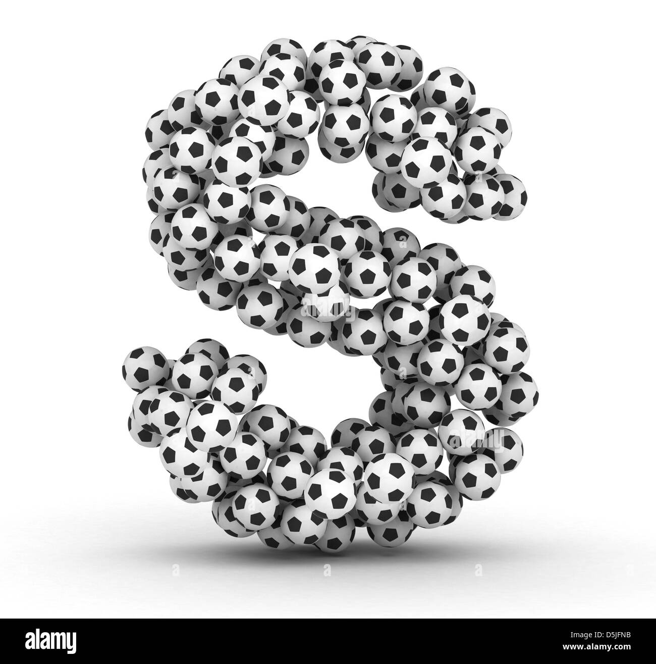 Letter S from soccer football balls isolated on white background Stock Photo