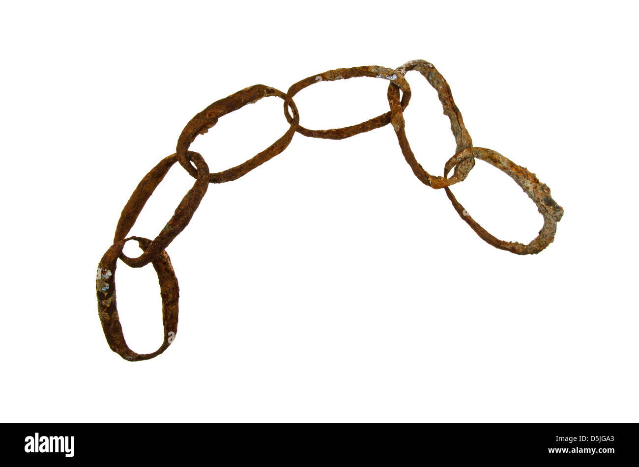 Section of ancient rusted anchor chain found on a Maine beach. Stock Photo