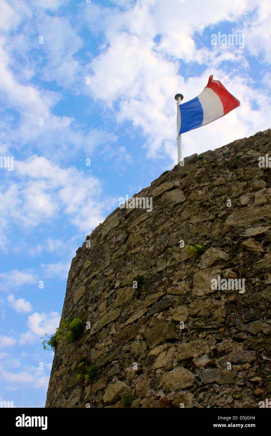 French flag flying high Stock Photo